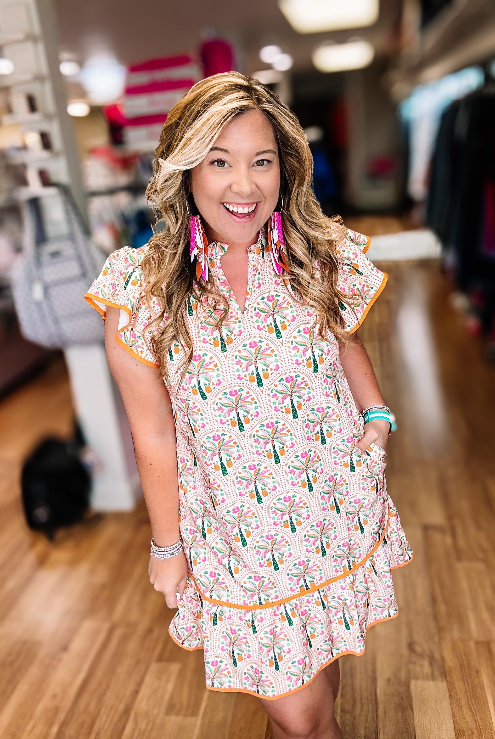 Eliza Ruffle Dress- Pineapple Isle-Dress-Dear Me Southern Boutique, located in DeRidder, Louisiana