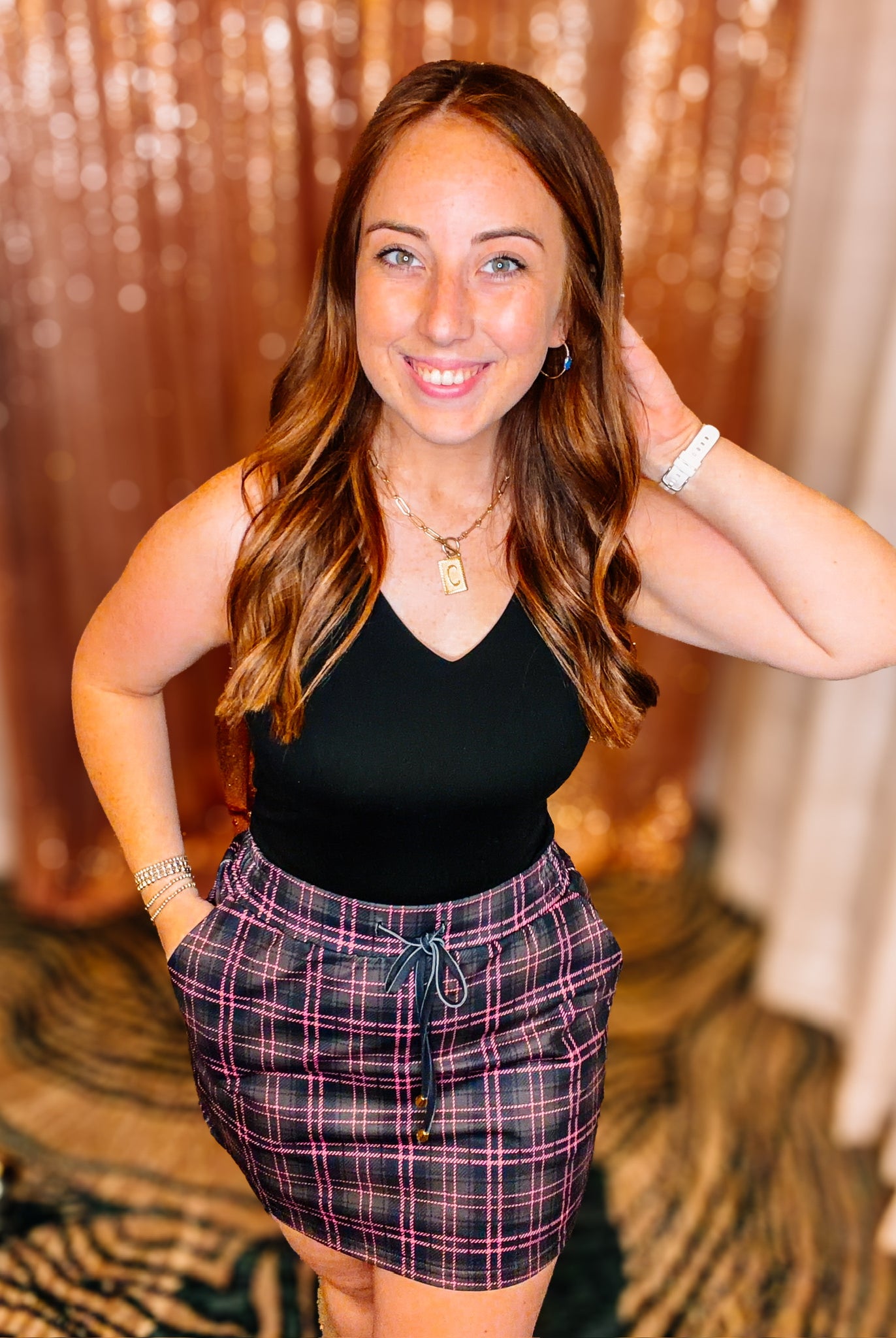 Ellie Plaid Everyday Skort-Skort-Dear Me Southern Boutique, located in DeRidder, Louisiana
