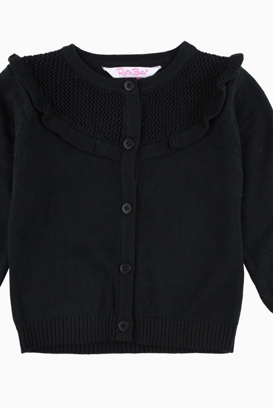 Emma Ruffle Trim Cardigan - Black-JAG Cardigans-Dear Me Southern Boutique, located in DeRidder, Louisiana