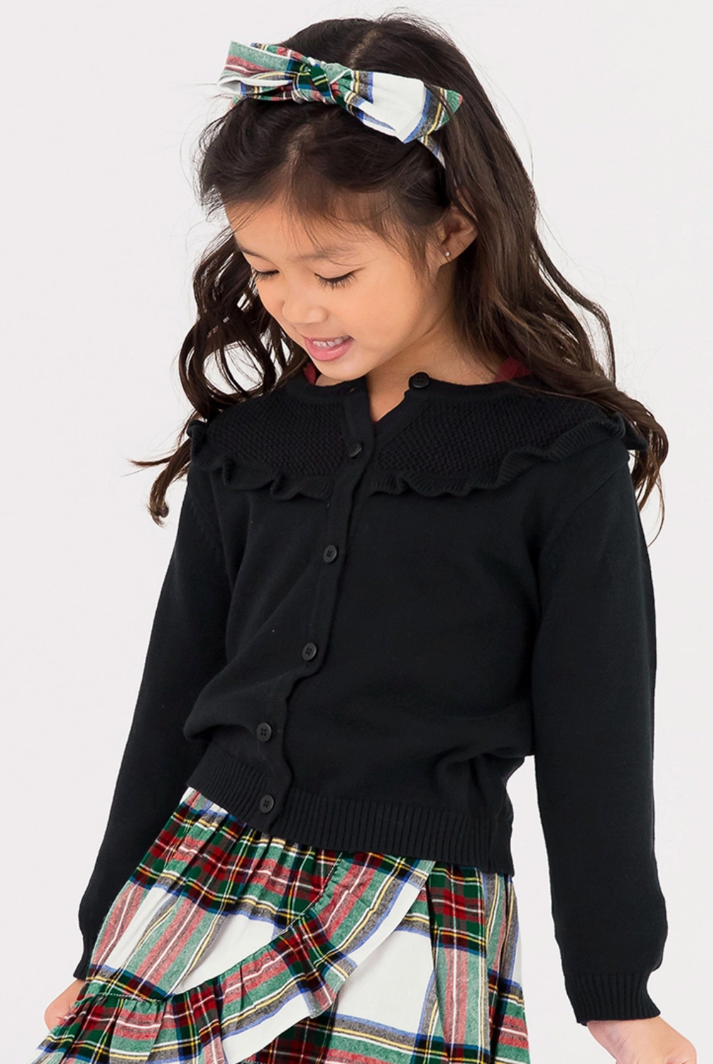 Emma Ruffle Trim Cardigan - Black-JAG Cardigans-Dear Me Southern Boutique, located in DeRidder, Louisiana