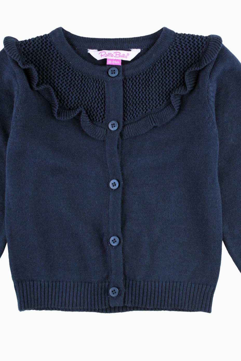 Emma Ruffle Trim Cardigan - Navy-JAG Cardigans-Dear Me Southern Boutique, located in DeRidder, Louisiana