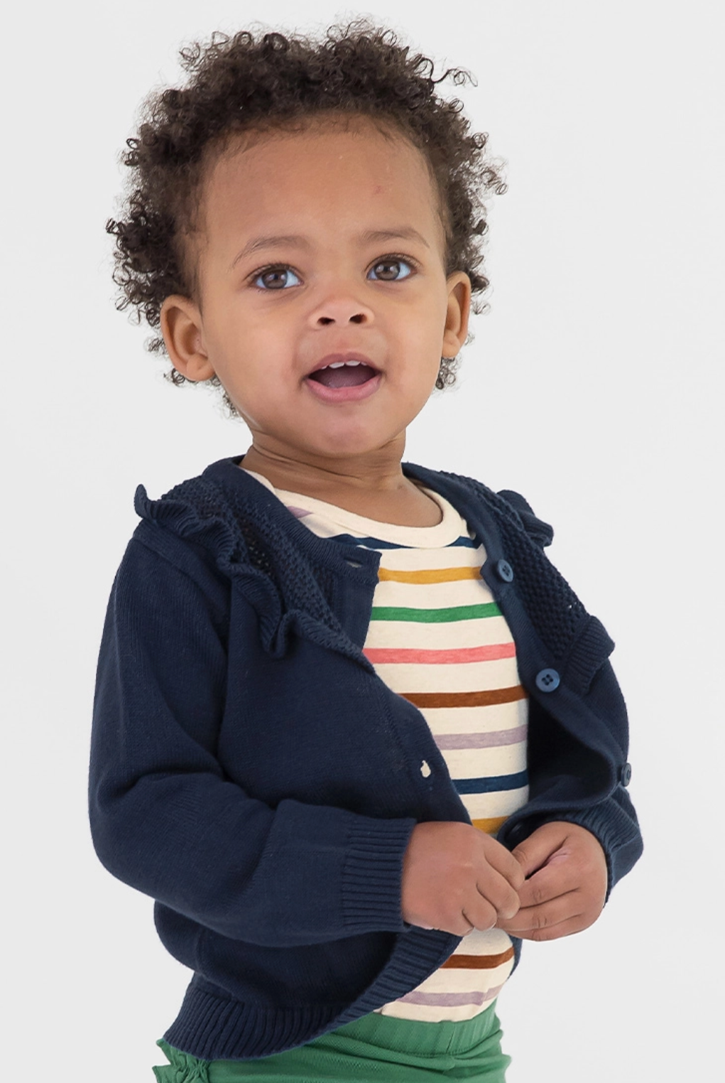 Emma Ruffle Trim Cardigan - Navy-JAG Cardigans-Dear Me Southern Boutique, located in DeRidder, Louisiana