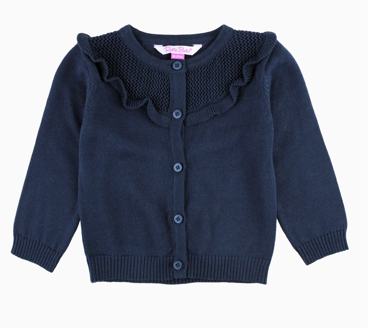 Emma Ruffle Trim Cardigan - Navy-Kids Clothing-Dear Me Southern Boutique, located in DeRidder, Louisiana