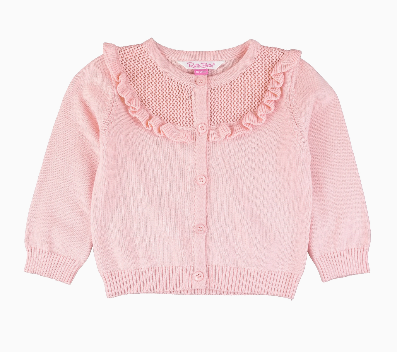 Emma Ruffle Trim Cardigan - Pink-JAG Cardigans-Dear Me Southern Boutique, located in DeRidder, Louisiana