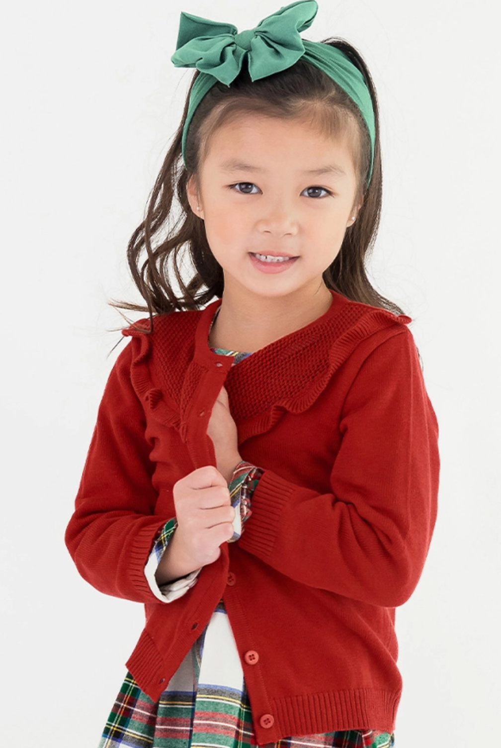 Emma Ruffle Trim Cardigan - Red-Kids Clothing-Dear Me Southern Boutique, located in DeRidder, Louisiana