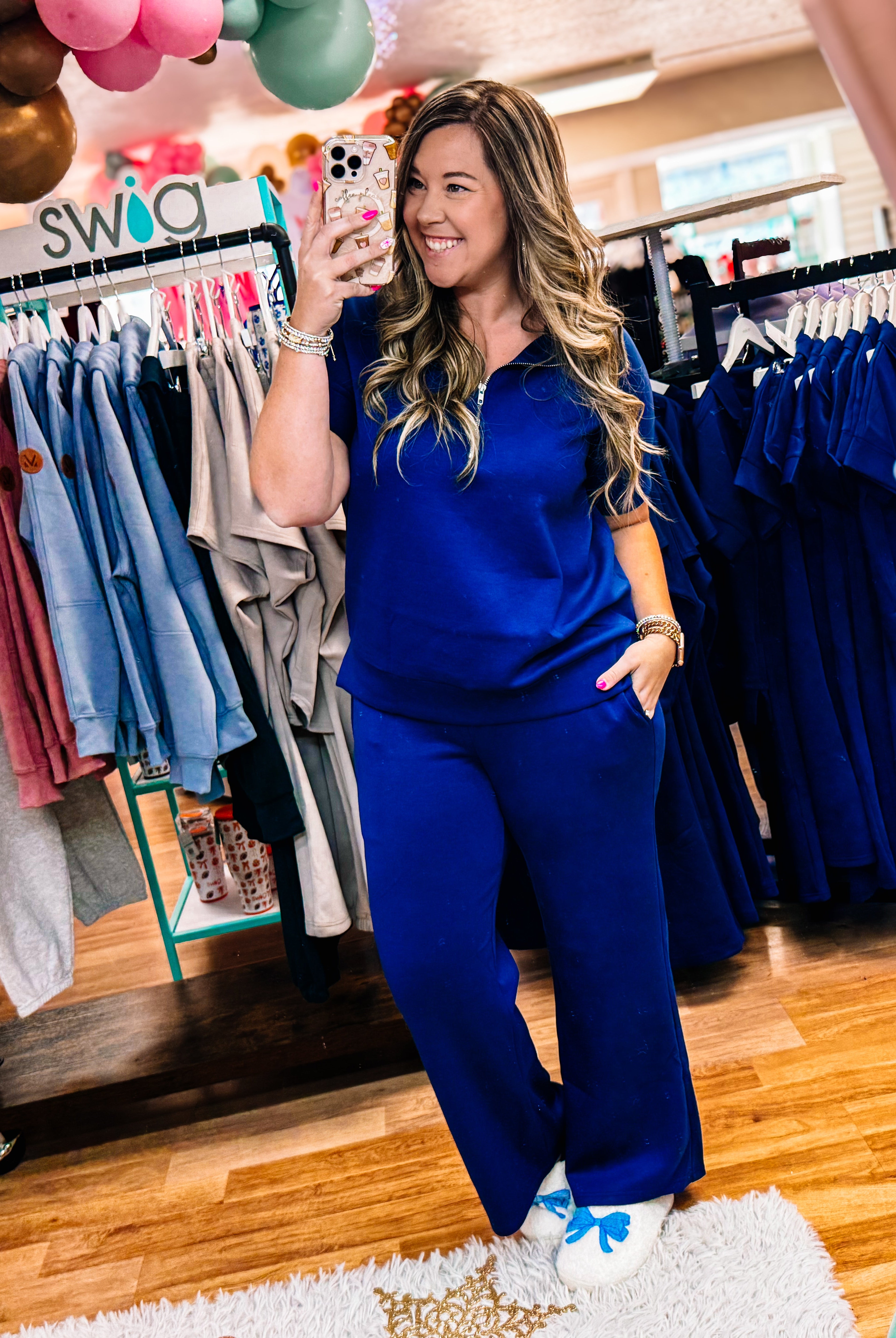 Everyday Ease Lounge Set - Navy-Loungewear-Dear Me Southern Boutique, located in DeRidder, Louisiana