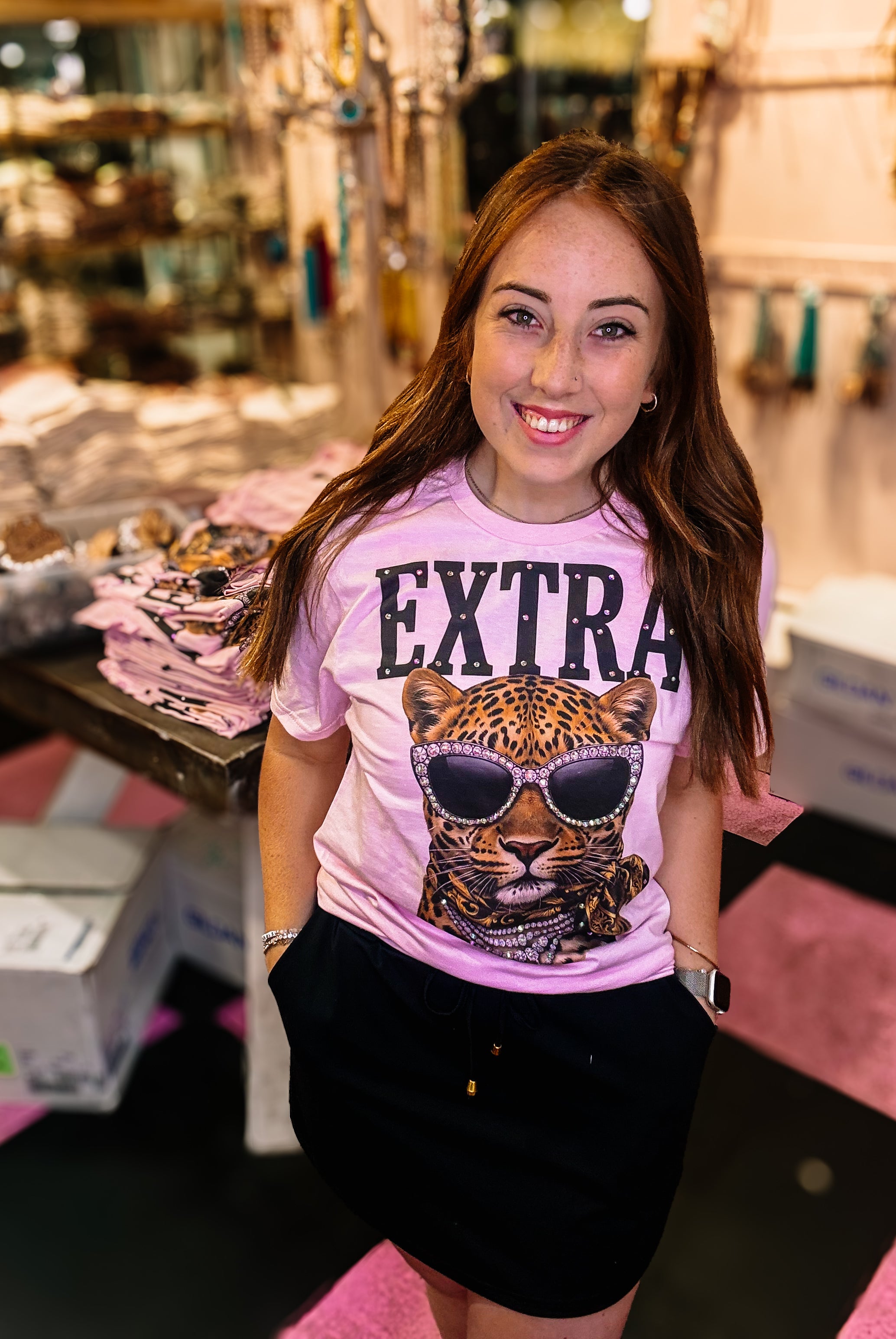 Extra Tiger Bougie Rhinestone Tee-Dear Me Southern Boutique, located in DeRidder, Louisiana