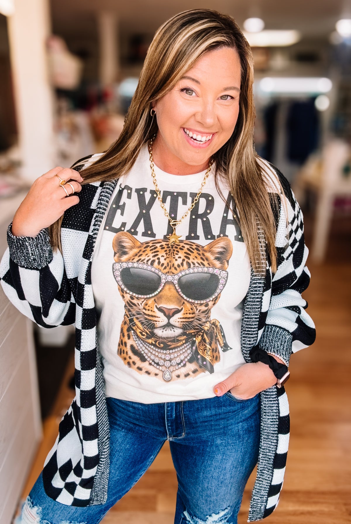 Extra Tiger Bougie Rhinestone Tee-Game Day-Dear Me Southern Boutique, located in DeRidder, Louisiana