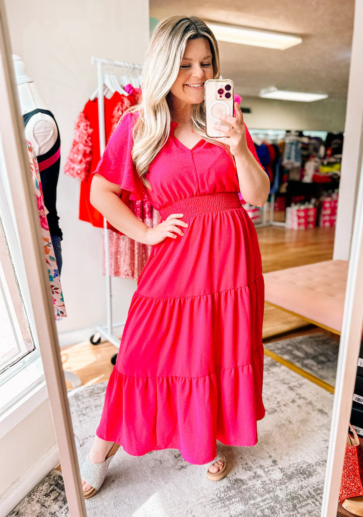 Eyes On You Fuchsia Maxi Dress-Dresses-Dear Me Southern Boutique, located in DeRidder, Louisiana