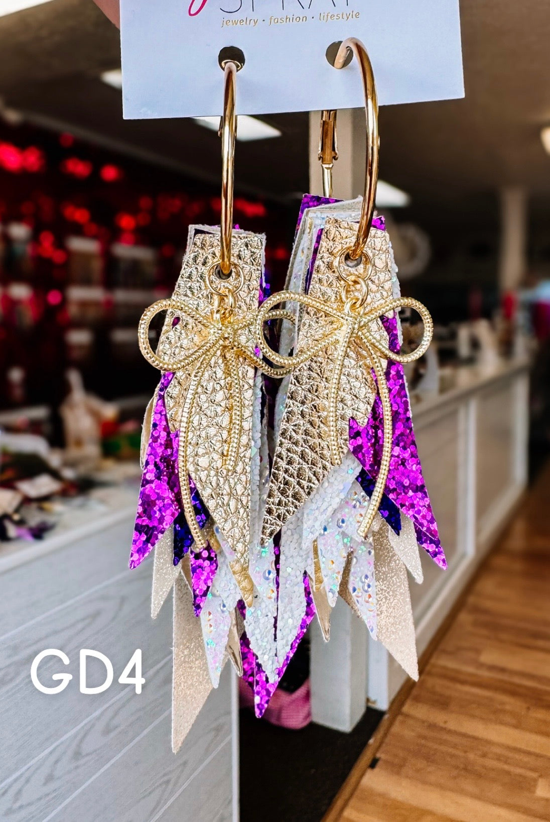 Jak Sprat Game Day Collection: Charmed Fabulous Feather-Earrings-Dear Me Southern Boutique, located in DeRidder, Louisiana