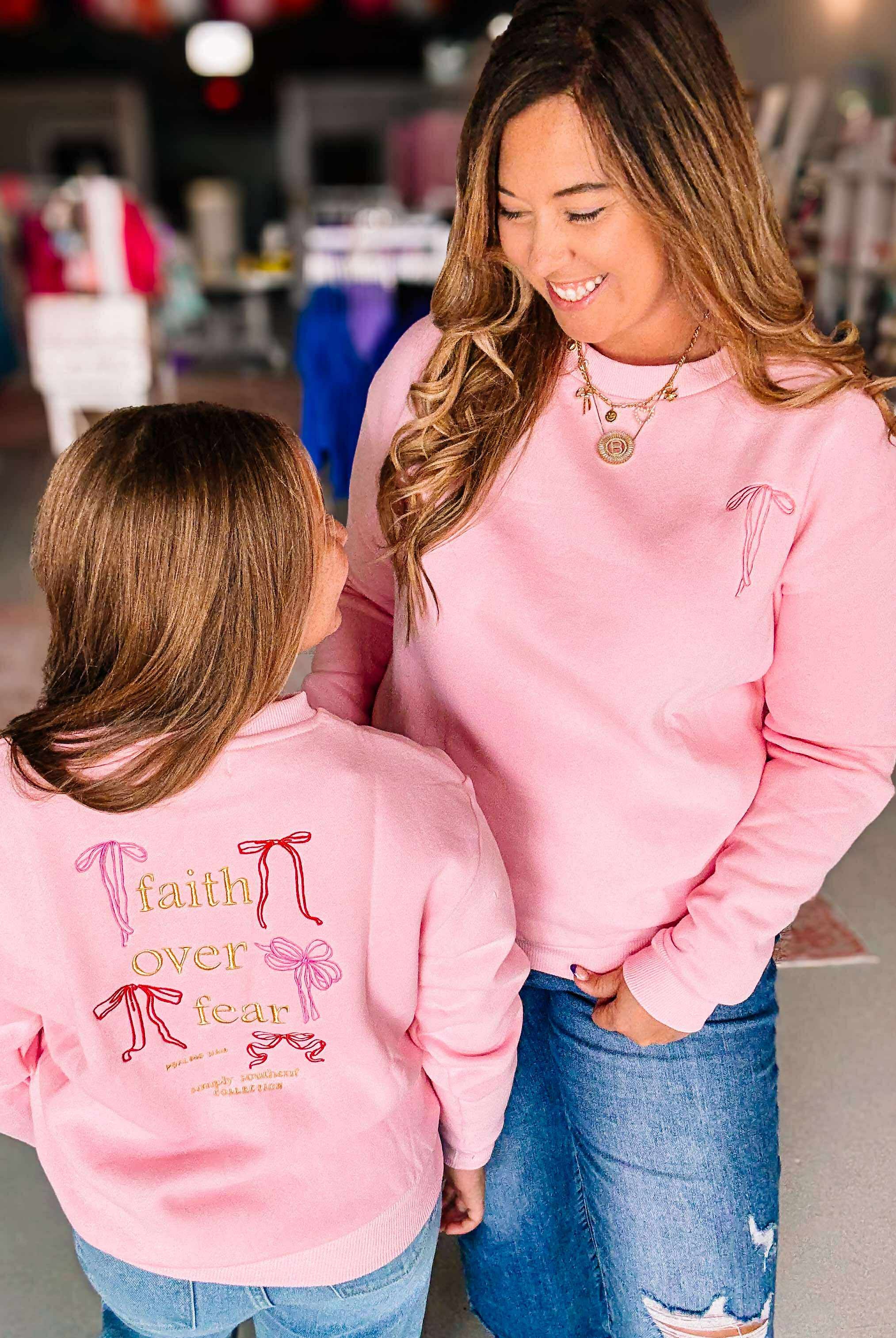 Faith Over Fear Kids Sweatshirt-Pullover-Dear Me Southern Boutique, located in DeRidder, Louisiana