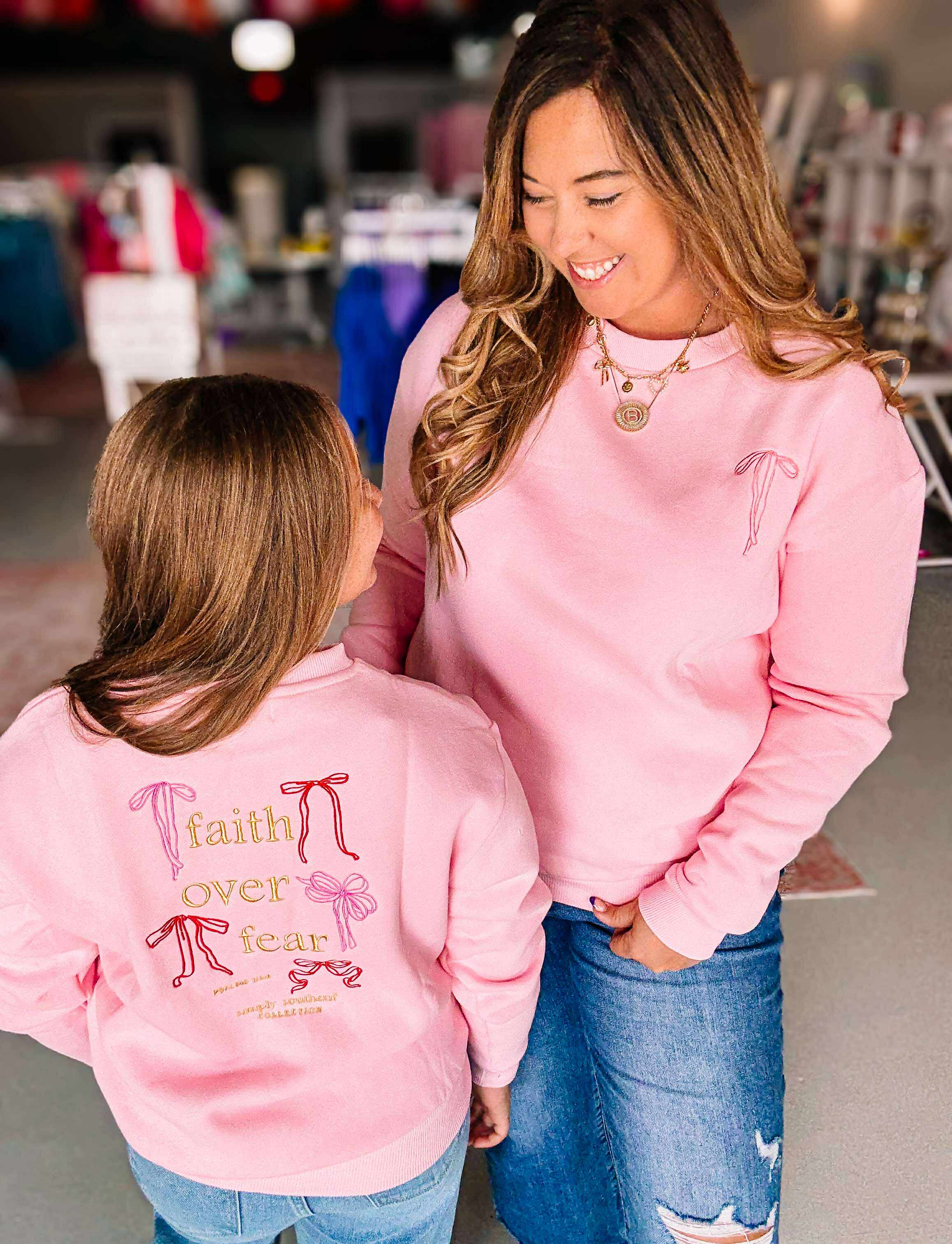 Faith Over Fear Womens Sweatshirt-Pullover-Dear Me Southern Boutique, located in DeRidder, Louisiana