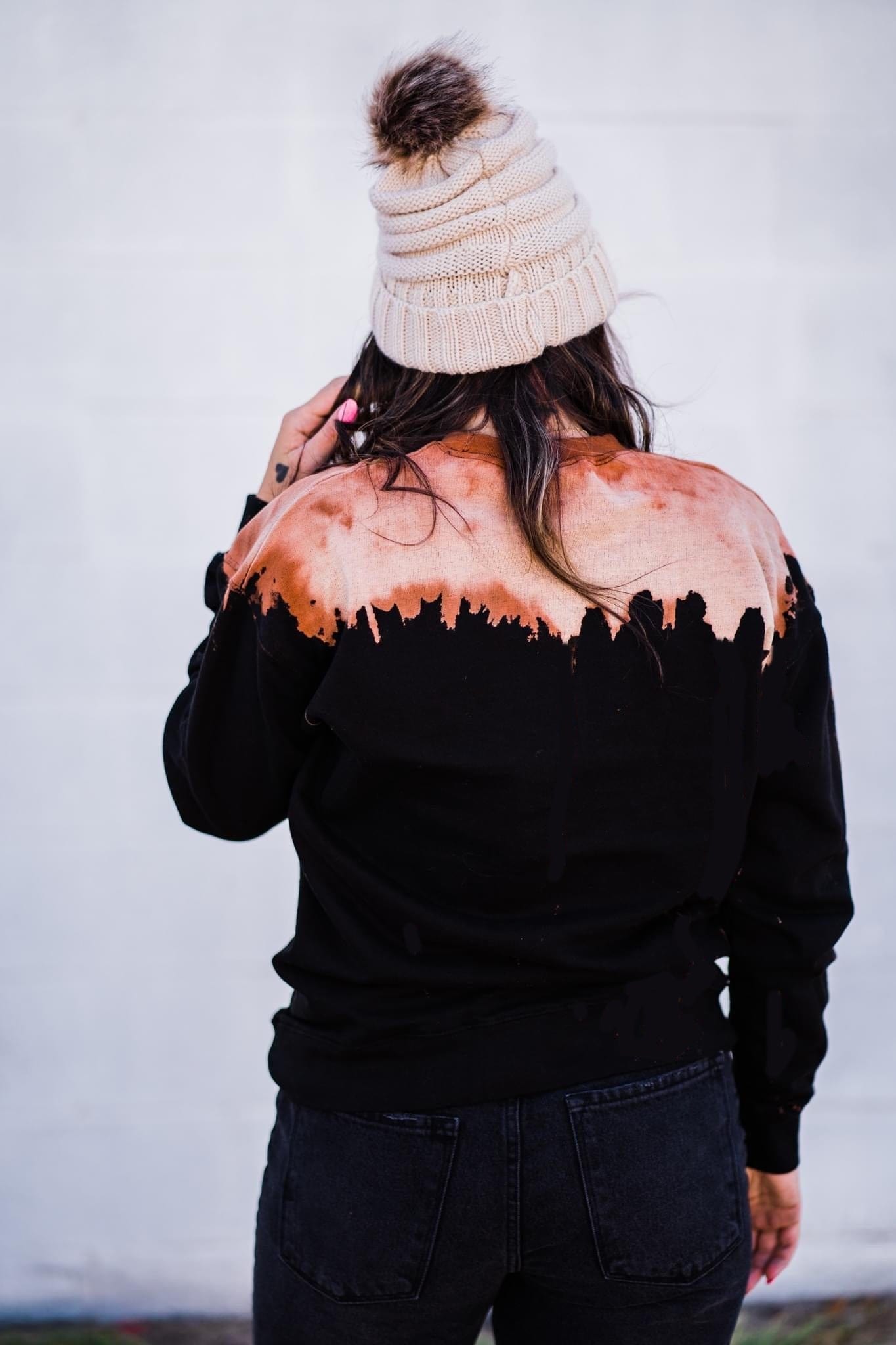 Feelin Witchy Bleached Sweatshirt-Dear Me Southern Boutique, located in DeRidder, Louisiana