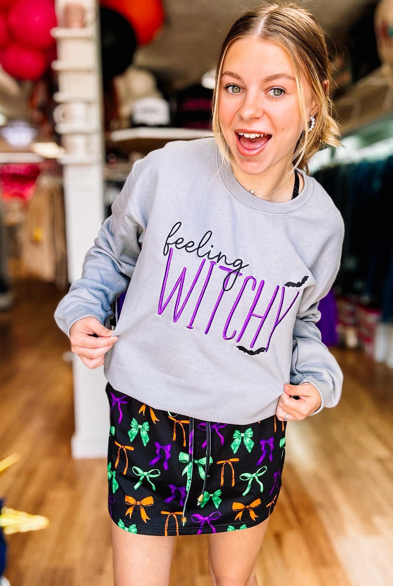 Feelin' Witchy Sweatshirt-Sweaters-Dear Me Southern Boutique, located in DeRidder, Louisiana