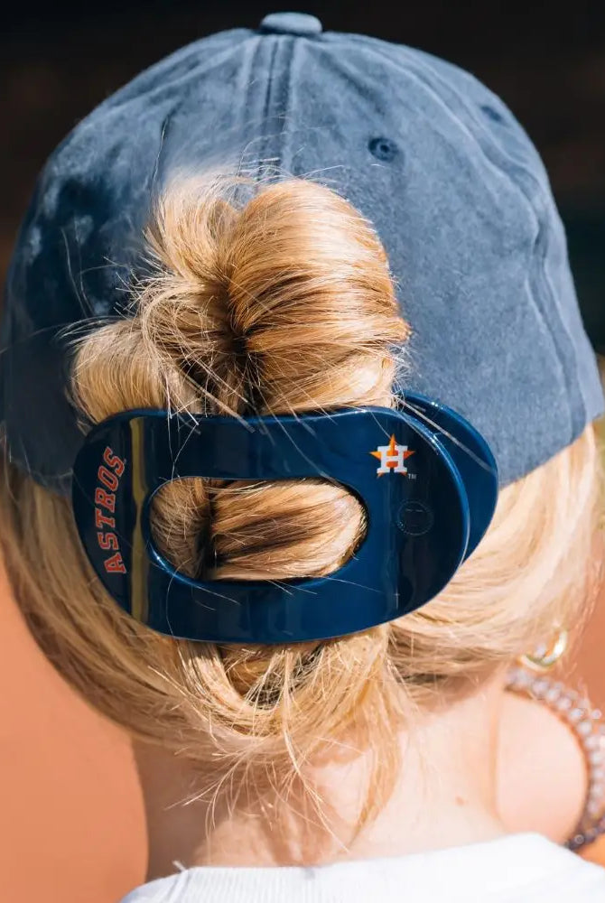 Flat Round Hair Clip- Houston Astros-Game Day-Dear Me Southern Boutique, located in DeRidder, Louisiana