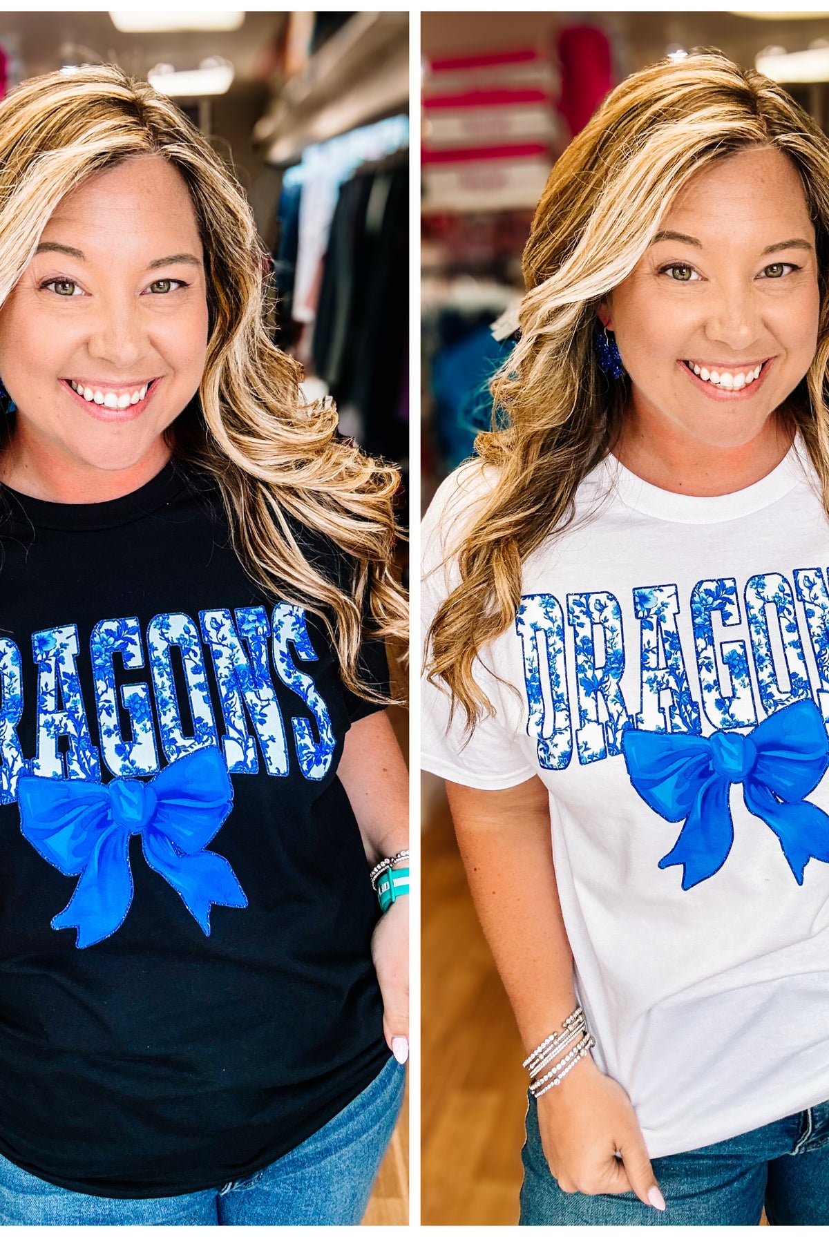 Floral Bow Dragon Tee-Tees-Dear Me Southern Boutique, located in DeRidder, Louisiana