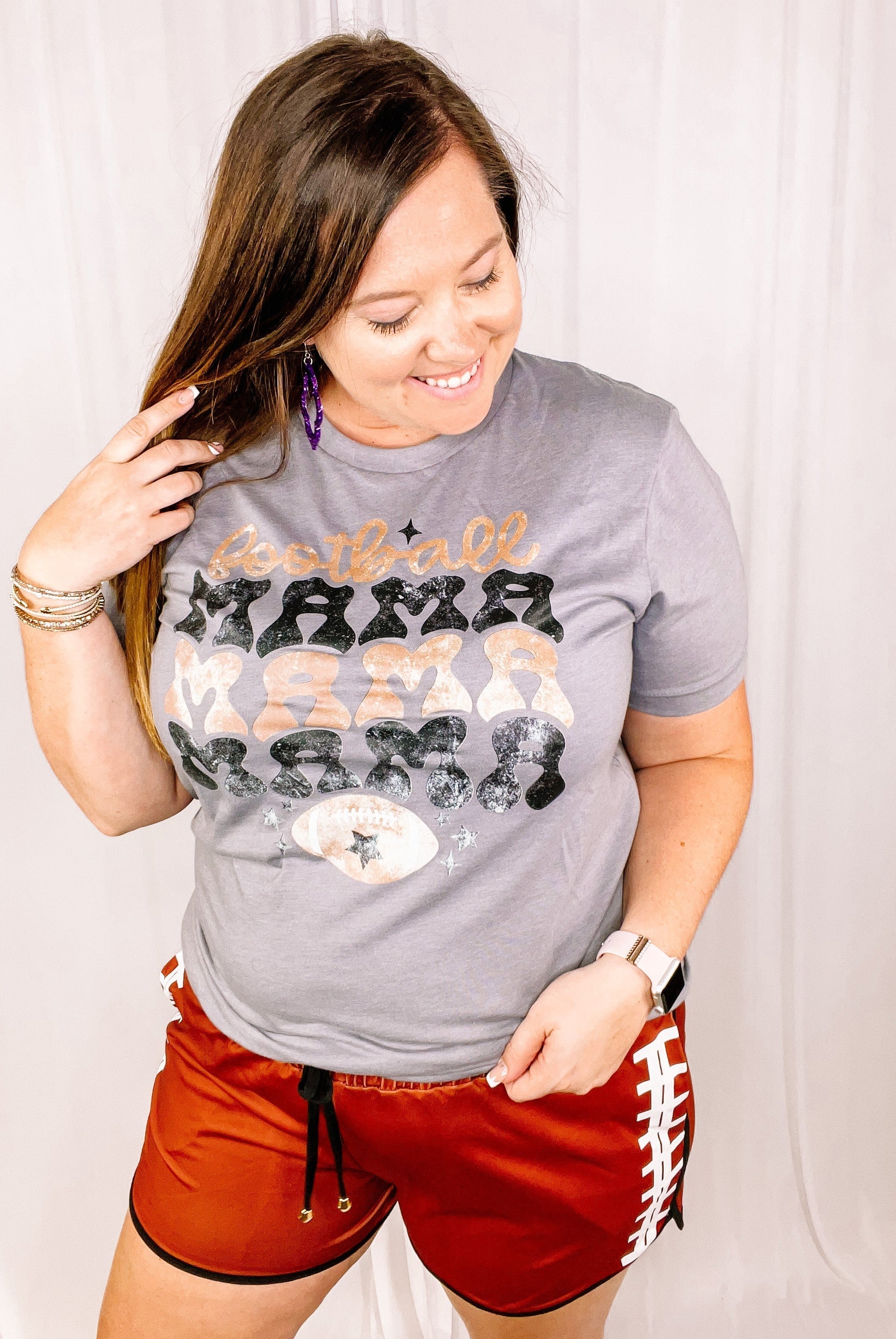 Football Fever Everyday Drawstring Shorts-Shorts-Dear Me Southern Boutique, located in DeRidder, Louisiana