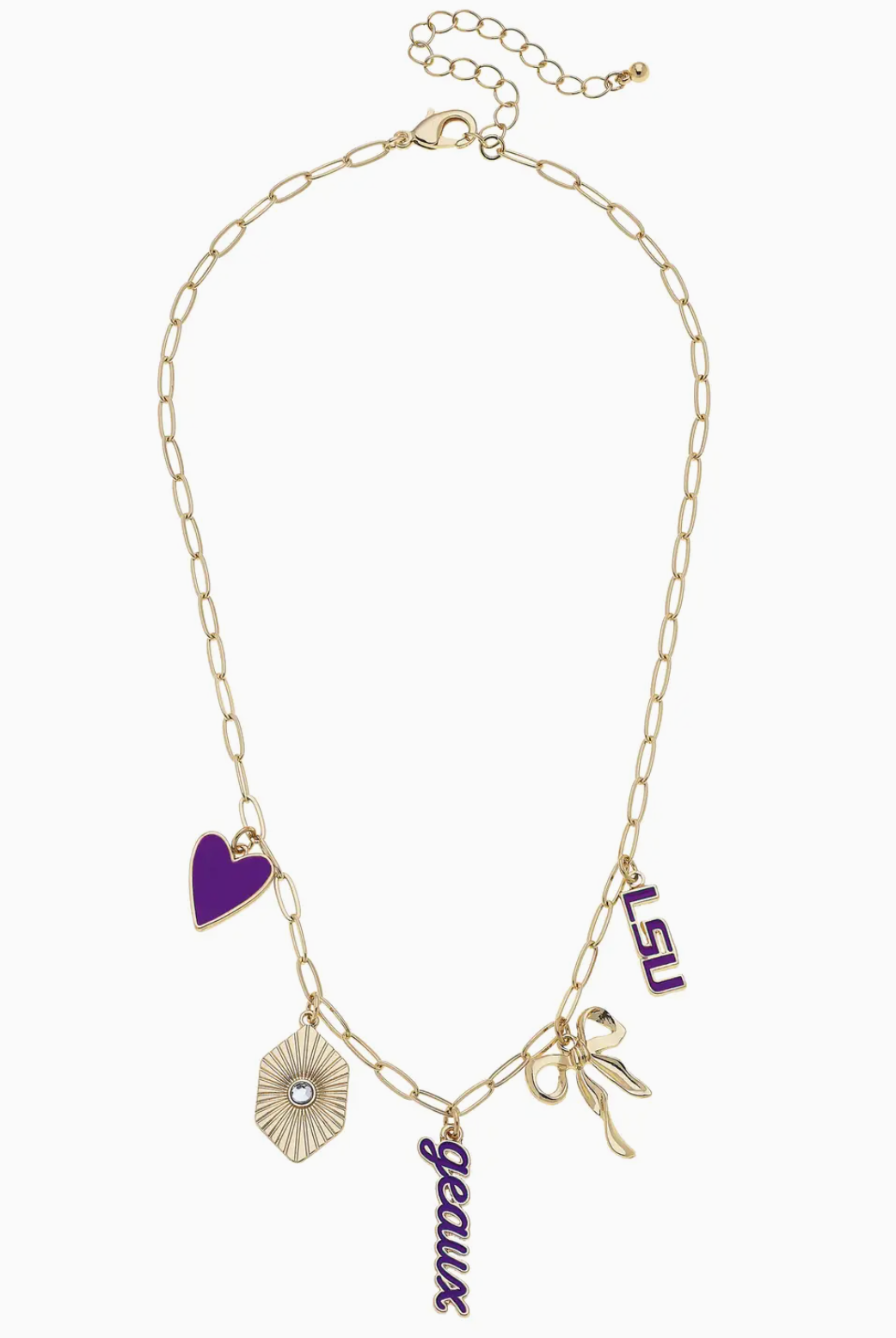 Forever LSU Multi-Charm Gameday Statement Necklace-Jewelry-Dear Me Southern Boutique, located in DeRidder, Louisiana