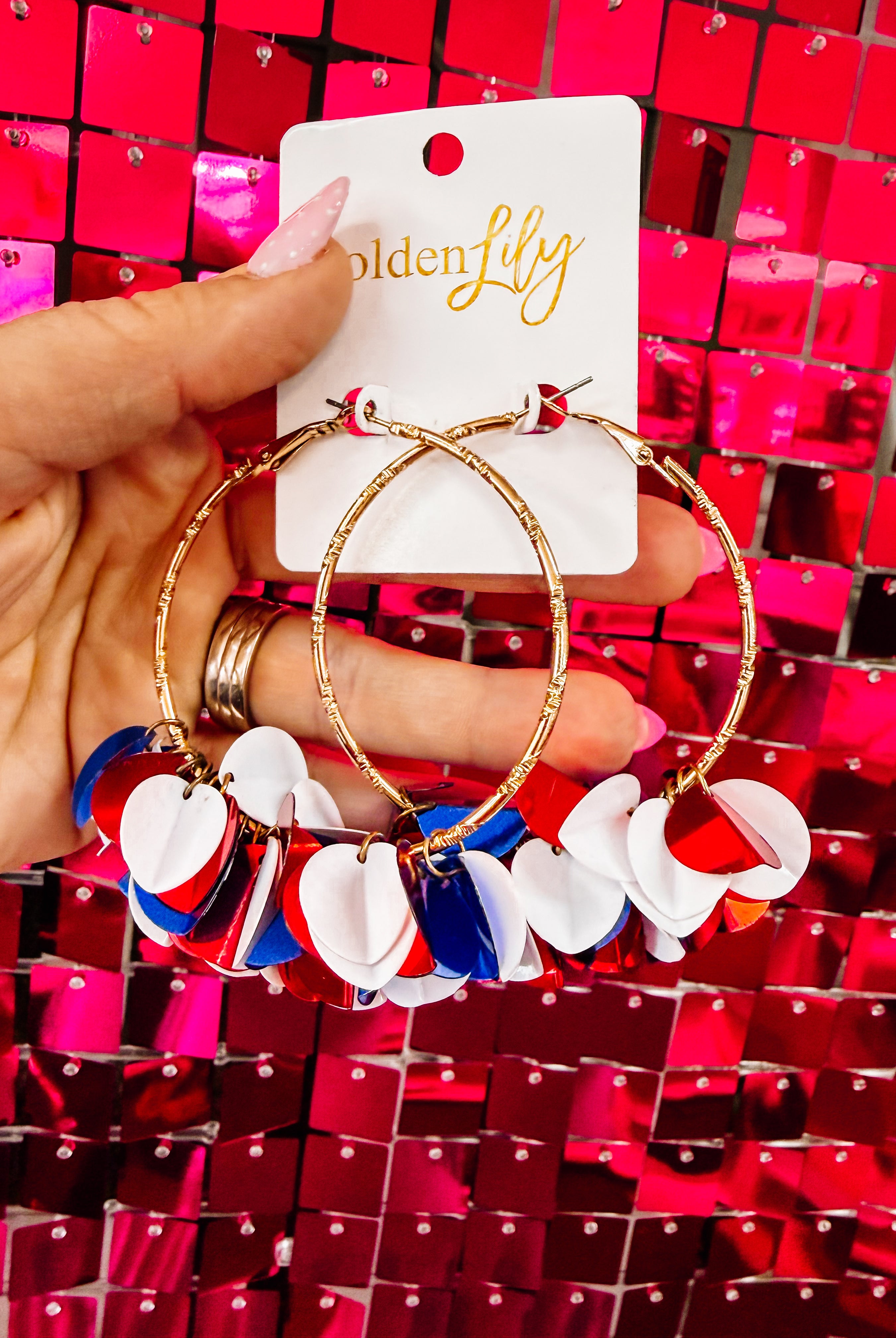 Freedom Fringe Hoops-Earrings-Dear Me Southern Boutique, located in DeRidder, Louisiana