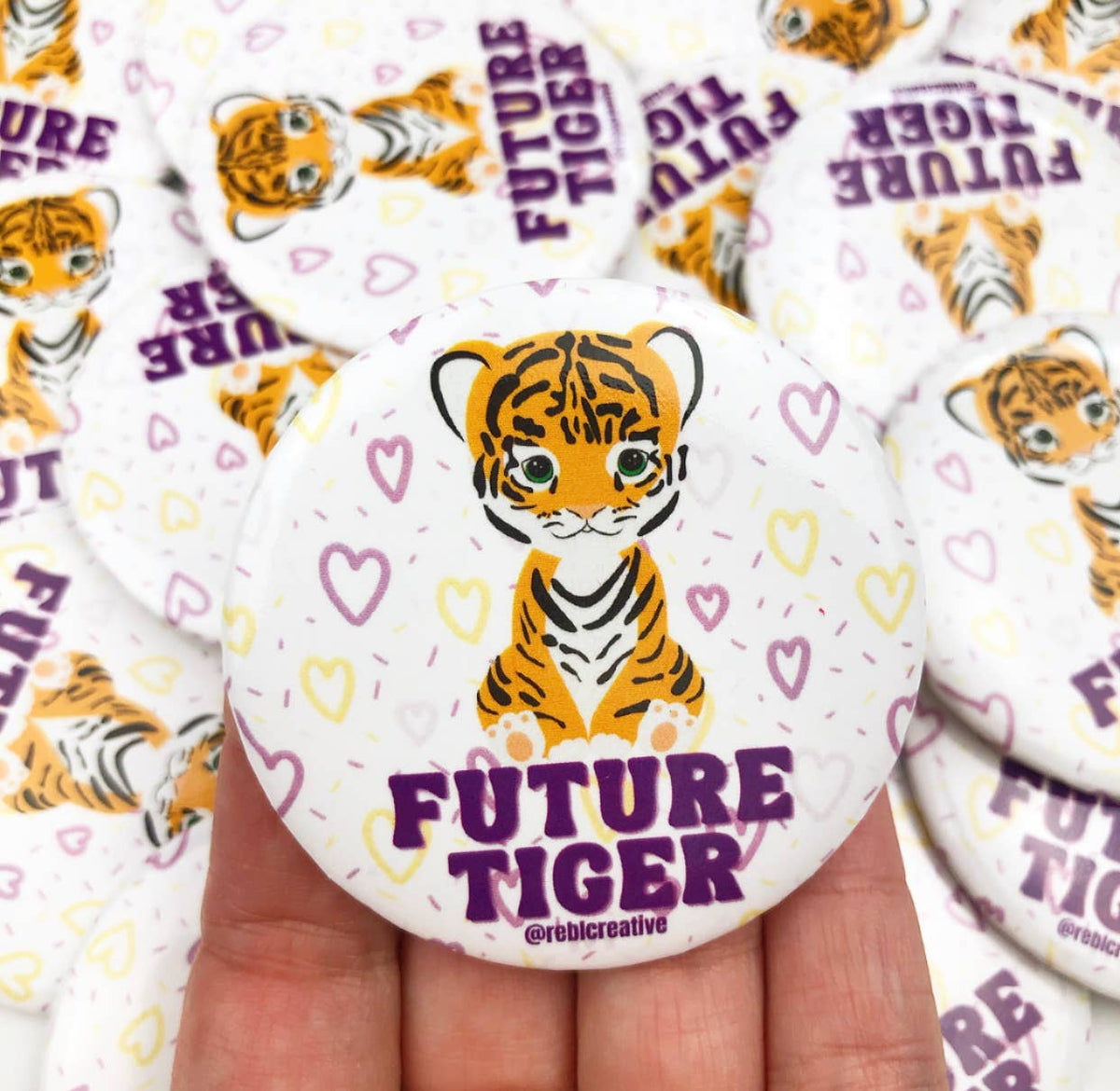 Future Tiger - Purple/Yellow - Game Day Button-Game Day-Dear Me Southern Boutique, located in DeRidder, Louisiana