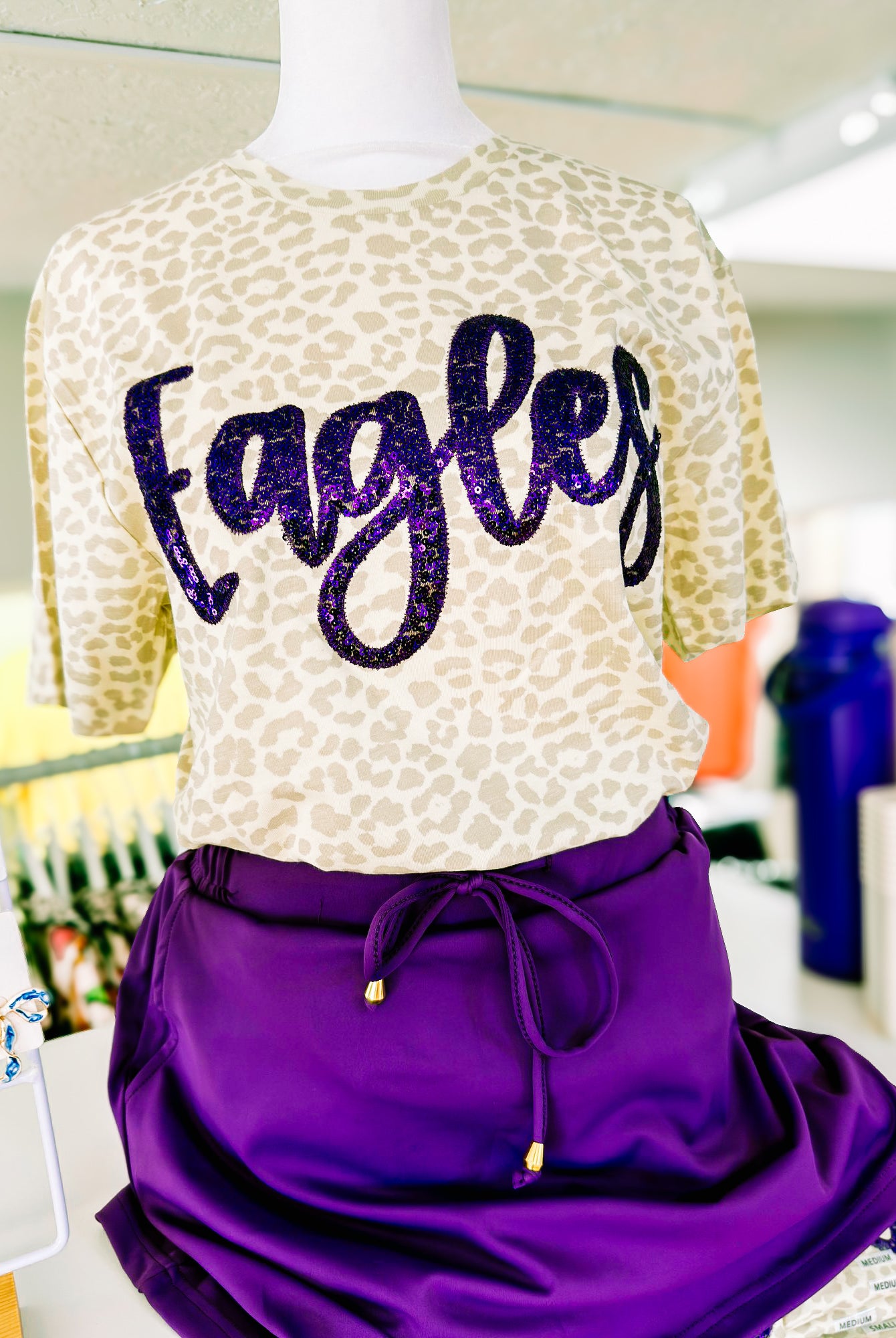 Game On Glam Sequin Tee- Eagles-Tees-Dear Me Southern Boutique, located in DeRidder, Louisiana