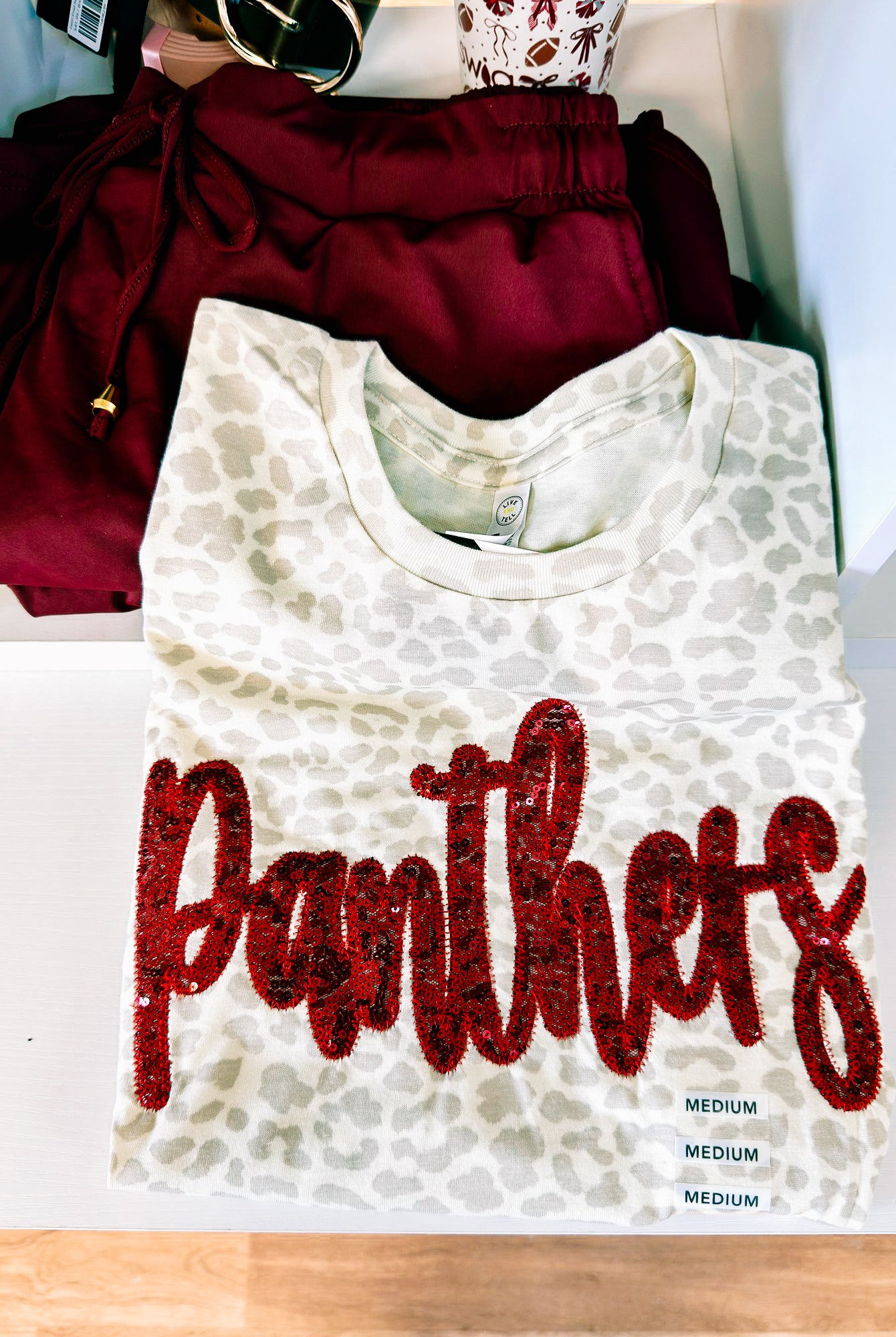Game On Glam Sequin Tee- Panthers-Tees-Dear Me Southern Boutique, located in DeRidder, Louisiana