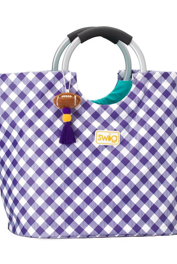 Gameday Gingham Purple + Yellow Loopi Tote Bag-Cooler-Dear Me Southern Boutique, located in DeRidder, Louisiana