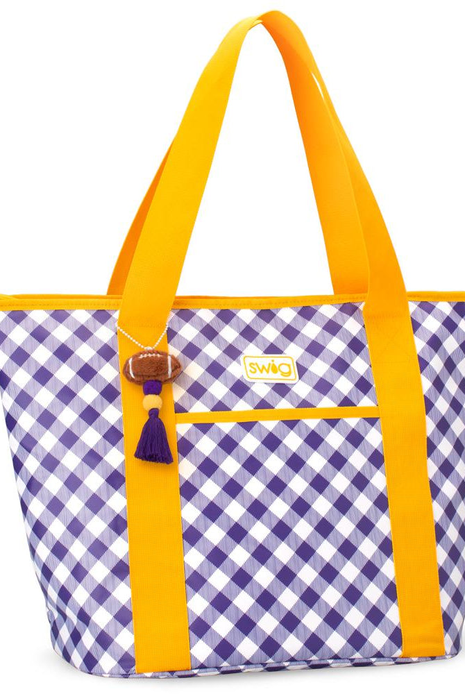 Gameday Gingham Purple + Yellow Zippi 36 Cooler-Cooler-Dear Me Southern Boutique, located in DeRidder, Louisiana