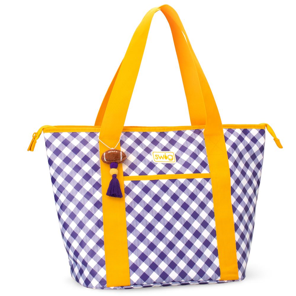 Gameday Gingham Purple + Yellow Zippi 36 Cooler-Cooler-Dear Me Southern Boutique, located in DeRidder, Louisiana