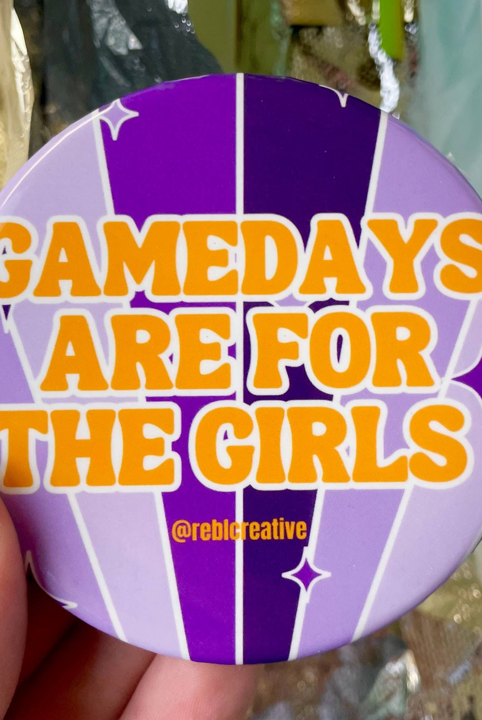 Gameday Girls - Purple & Yellow - Game Day Button-Dear Me Southern Boutique, located in DeRidder, Louisiana