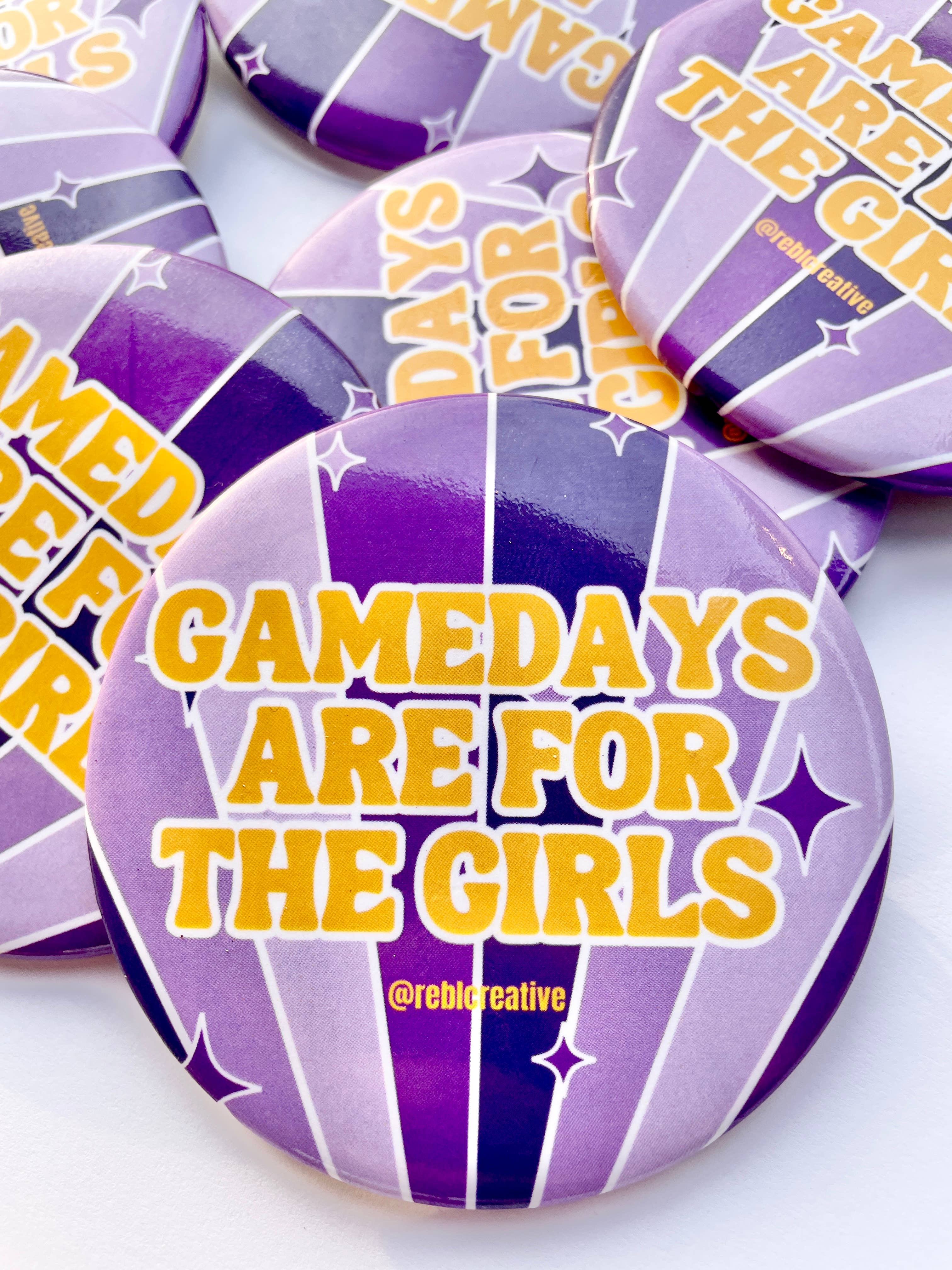 Gameday Girls - Purple & Yellow - Game Day Button-Dear Me Southern Boutique, located in DeRidder, Louisiana