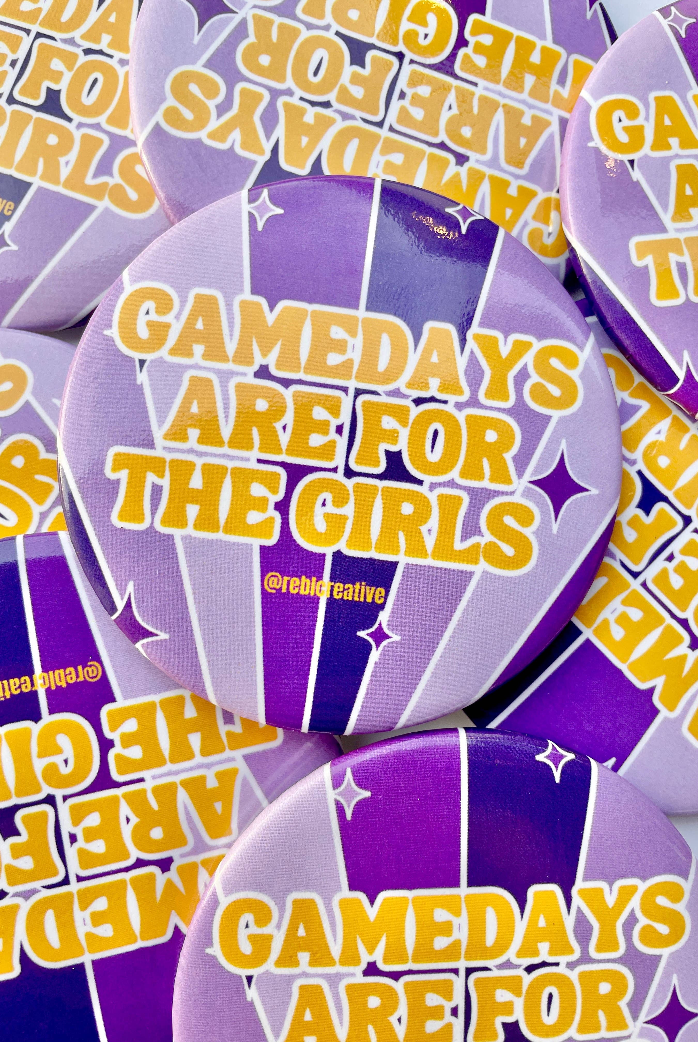 Gameday Girls - Purple & Yellow - Game Day Button-Dear Me Southern Boutique, located in DeRidder, Louisiana