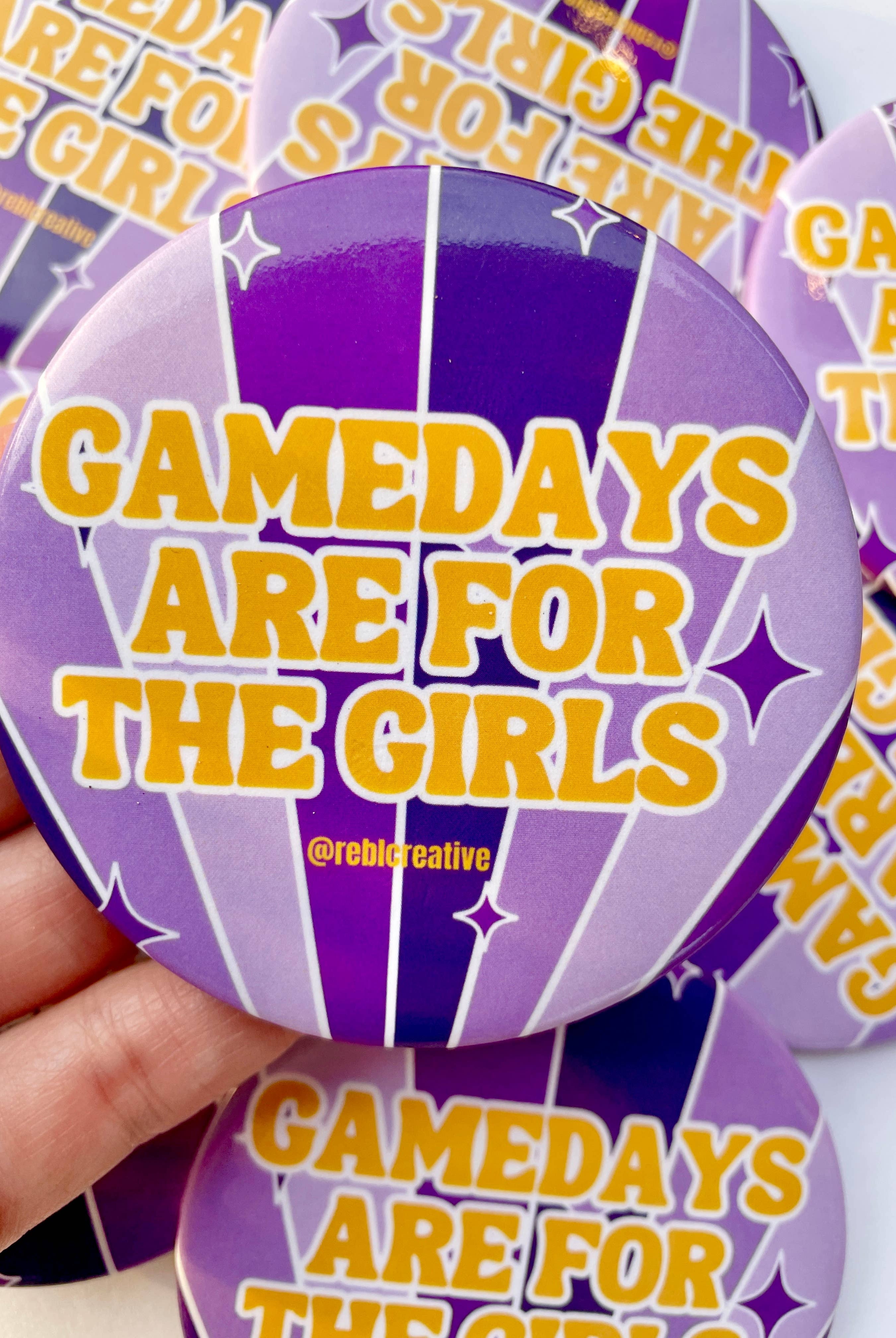 Gameday Girls - Purple & Yellow - Game Day Button-Dear Me Southern Boutique, located in DeRidder, Louisiana