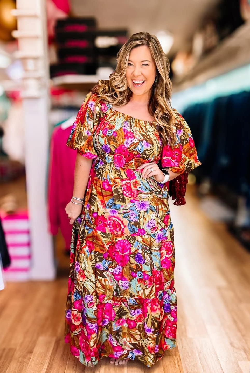 Garden Getaway Floral Maxi Dress-Maxi Dresses-Dear Me Southern Boutique, located in DeRidder, Louisiana