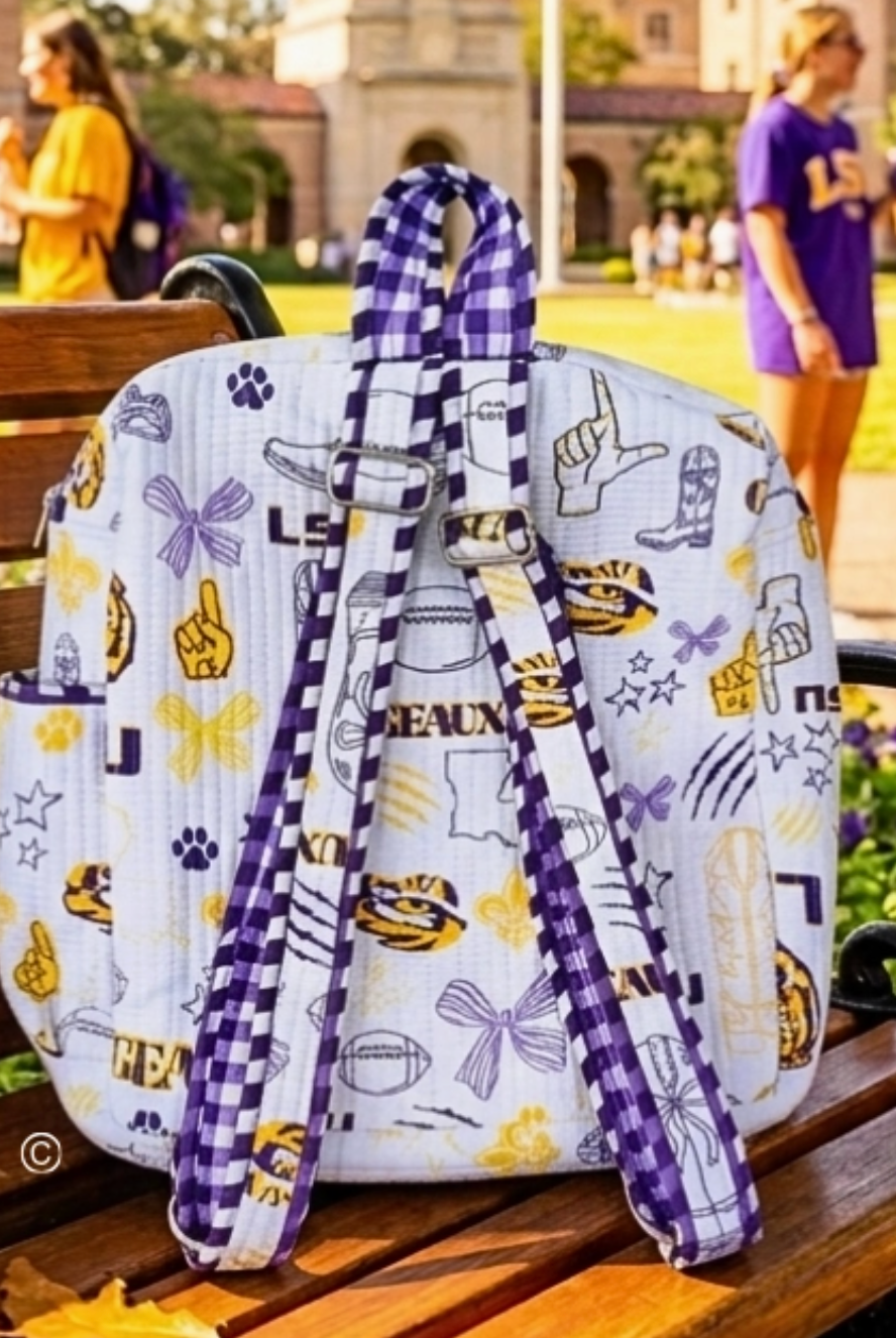Geaux Everywhere LSU Bookbag Bag-Backpack-Dear Me Southern Boutique, located in DeRidder, Louisiana