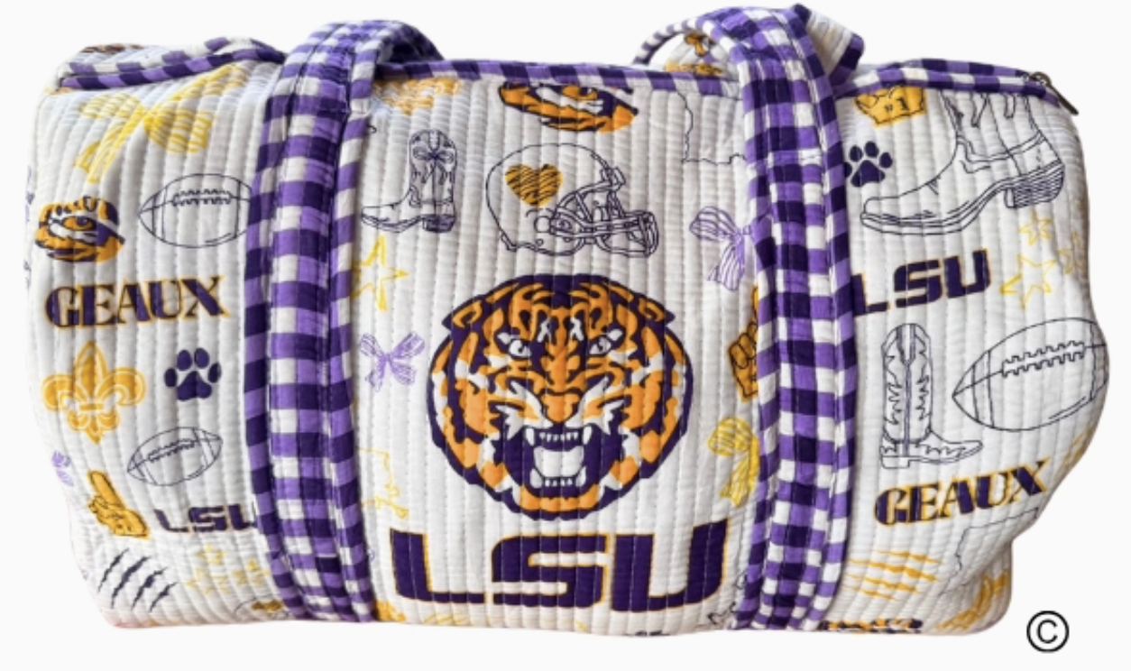 Geaux Everywhere LSU Duffle Bag-Duffle Bags-Dear Me Southern Boutique, located in DeRidder, Louisiana