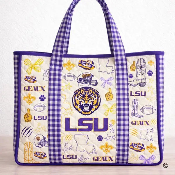 Geaux Everywhere LSU Tote Bag-Tote Bags-Dear Me Southern Boutique, located in DeRidder, Louisiana
