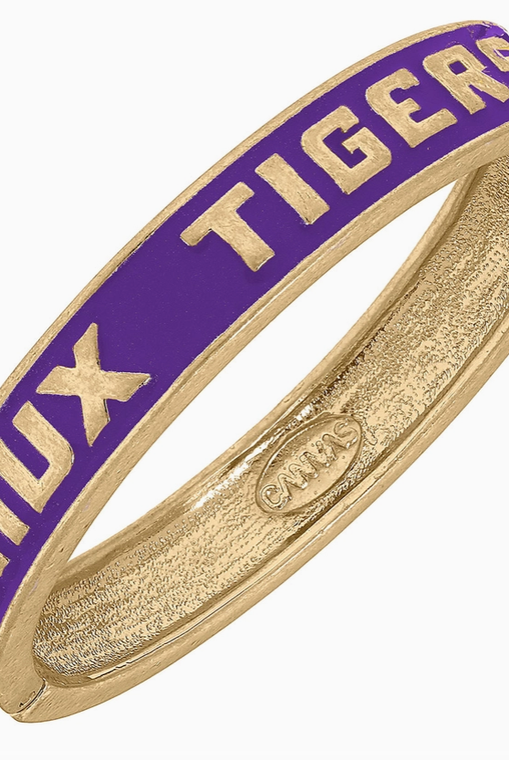 Geaux Tigers Purple Enamel Hinge Bangle-Bangles-Dear Me Southern Boutique, located in DeRidder, Louisiana