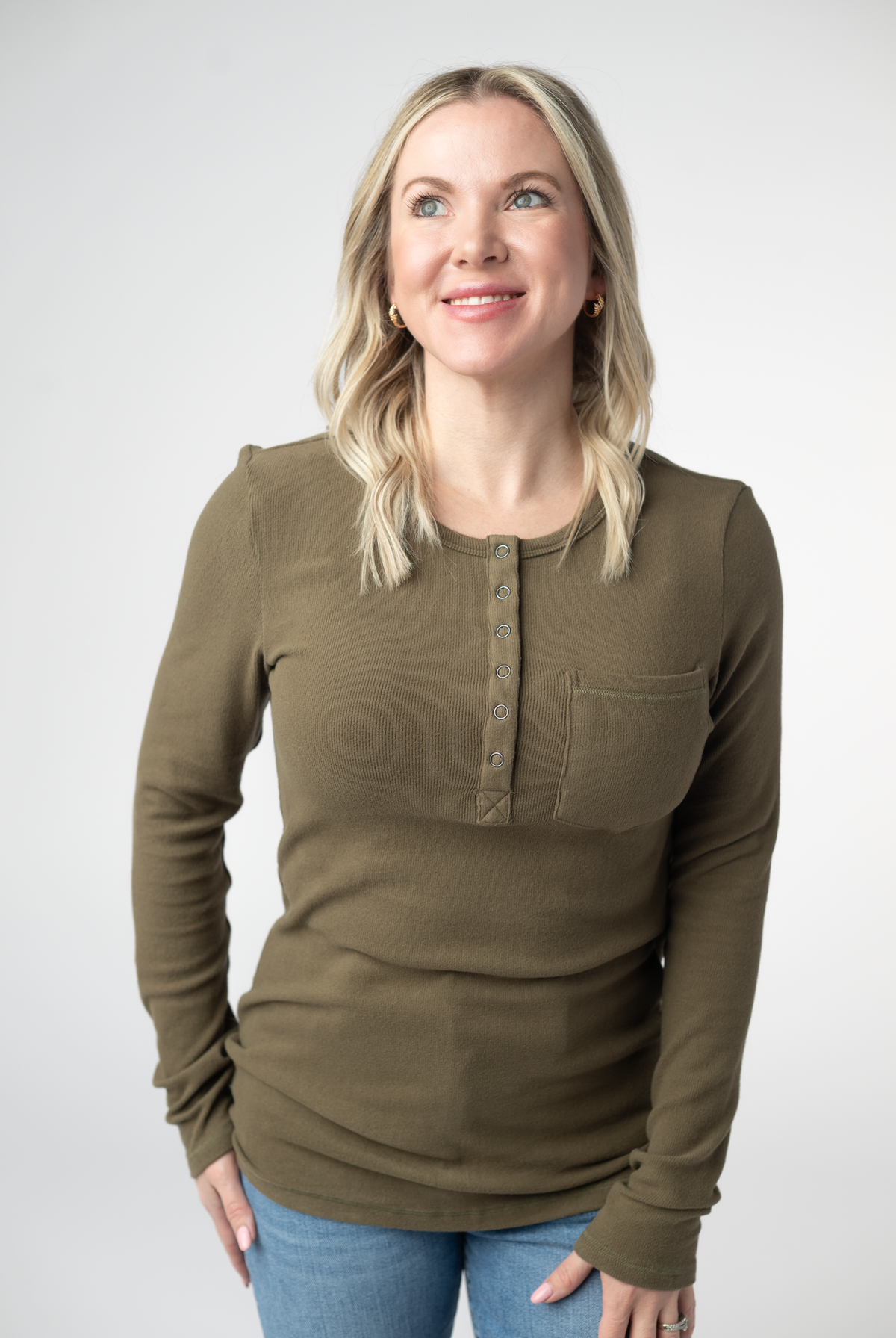 Georgia Long Sleeve Top - Olive-Tops-Dear Me Southern Boutique, located in DeRidder, Louisiana