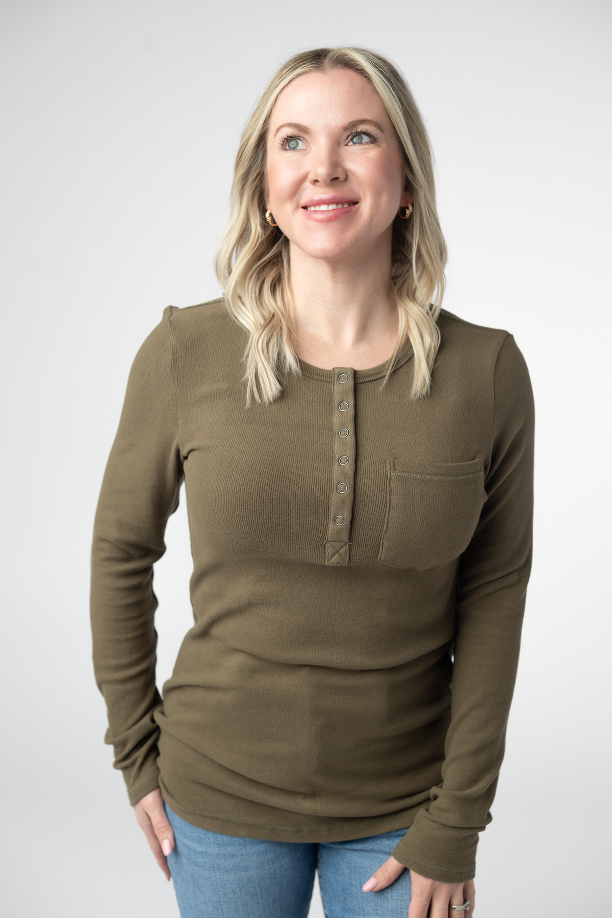 Georgia Long Sleeve Top - Olive-Tops-Dear Me Southern Boutique, located in DeRidder, Louisiana