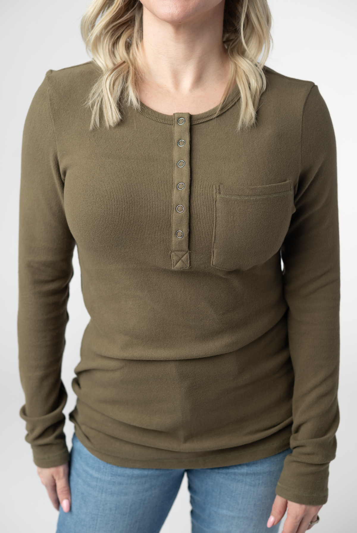 Georgia Long Sleeve Top - Olive-Tops-Dear Me Southern Boutique, located in DeRidder, Louisiana