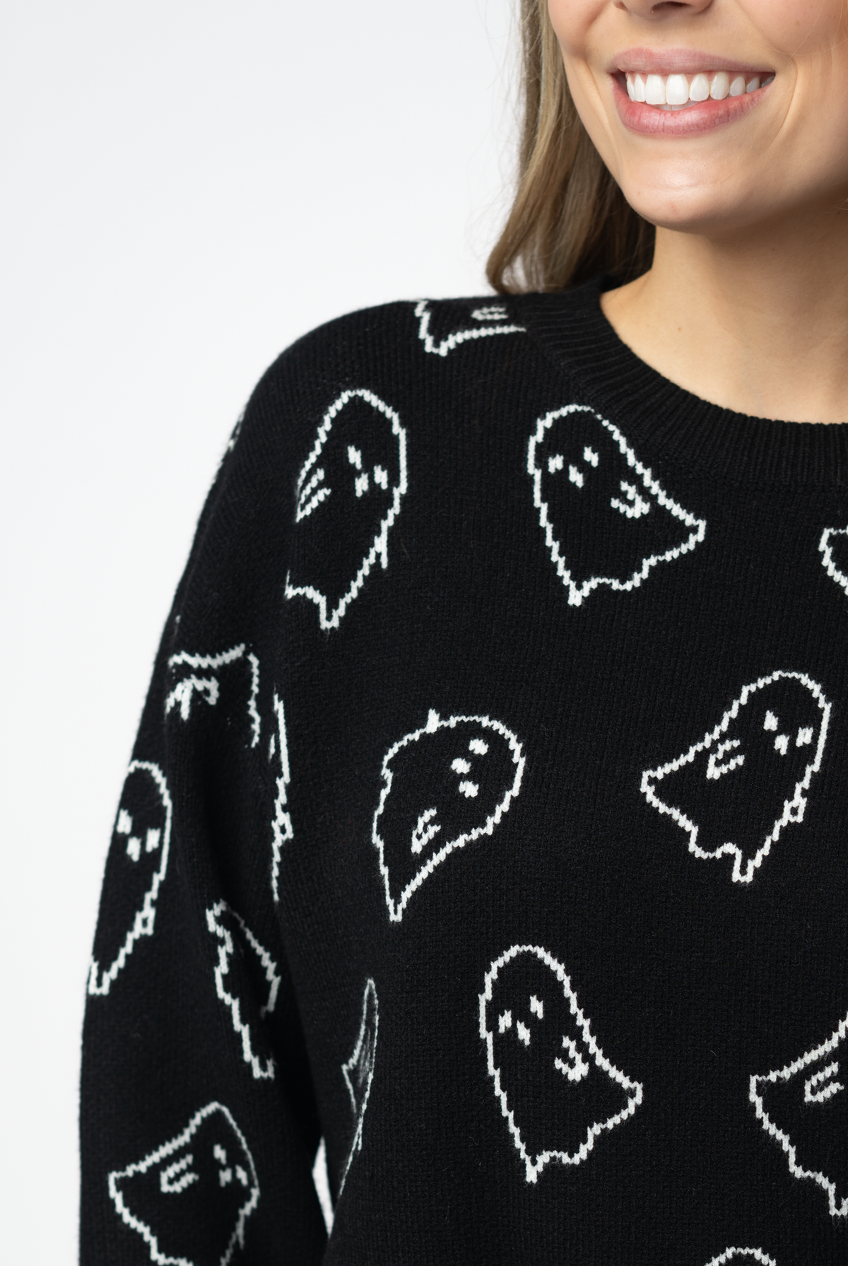 Ghost Pullover Sweater - Midnight Ghosts-Sweaters-Dear Me Southern Boutique, located in DeRidder, Louisiana