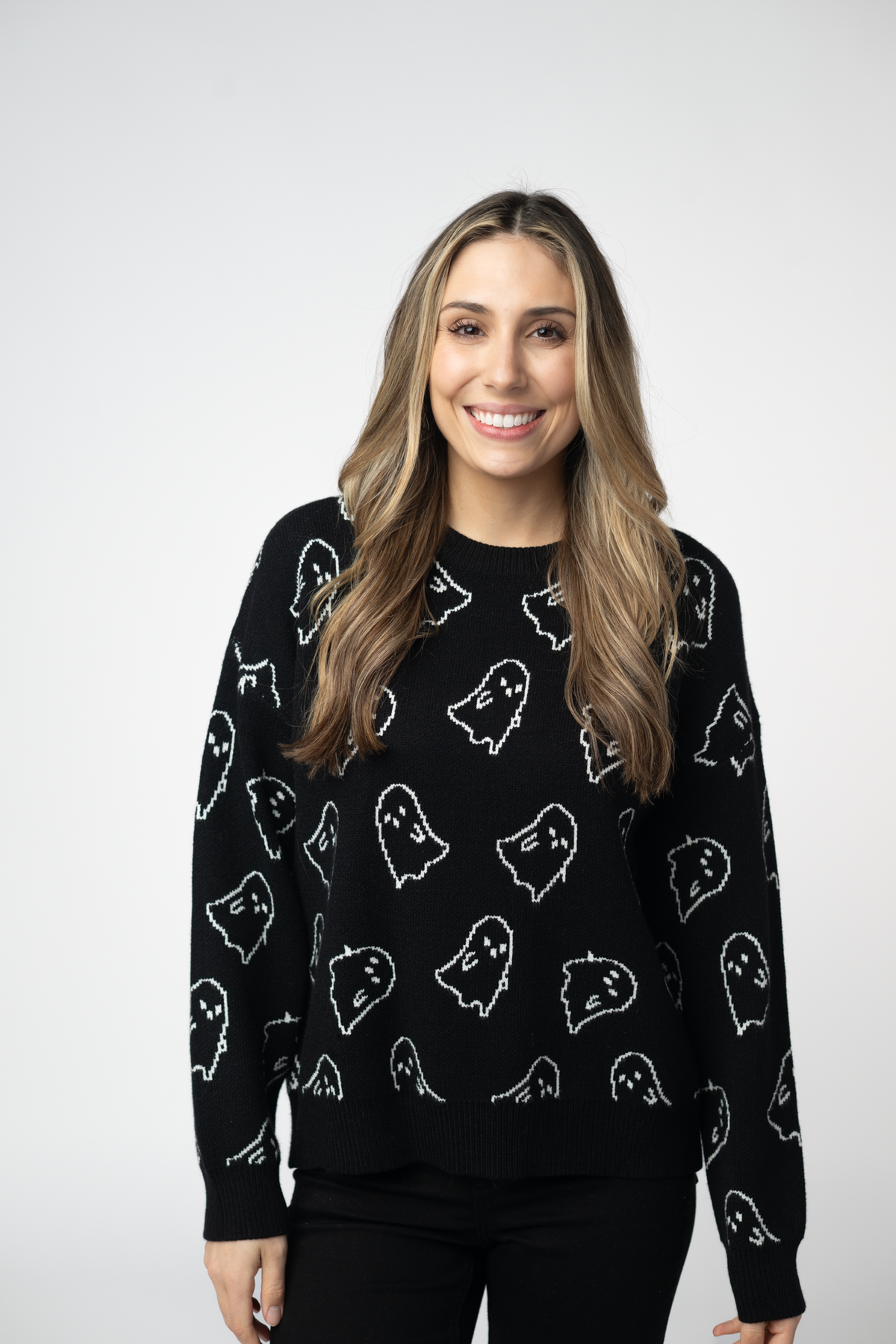 Ghost Pullover Sweater - Midnight Ghosts-Sweaters-Dear Me Southern Boutique, located in DeRidder, Louisiana