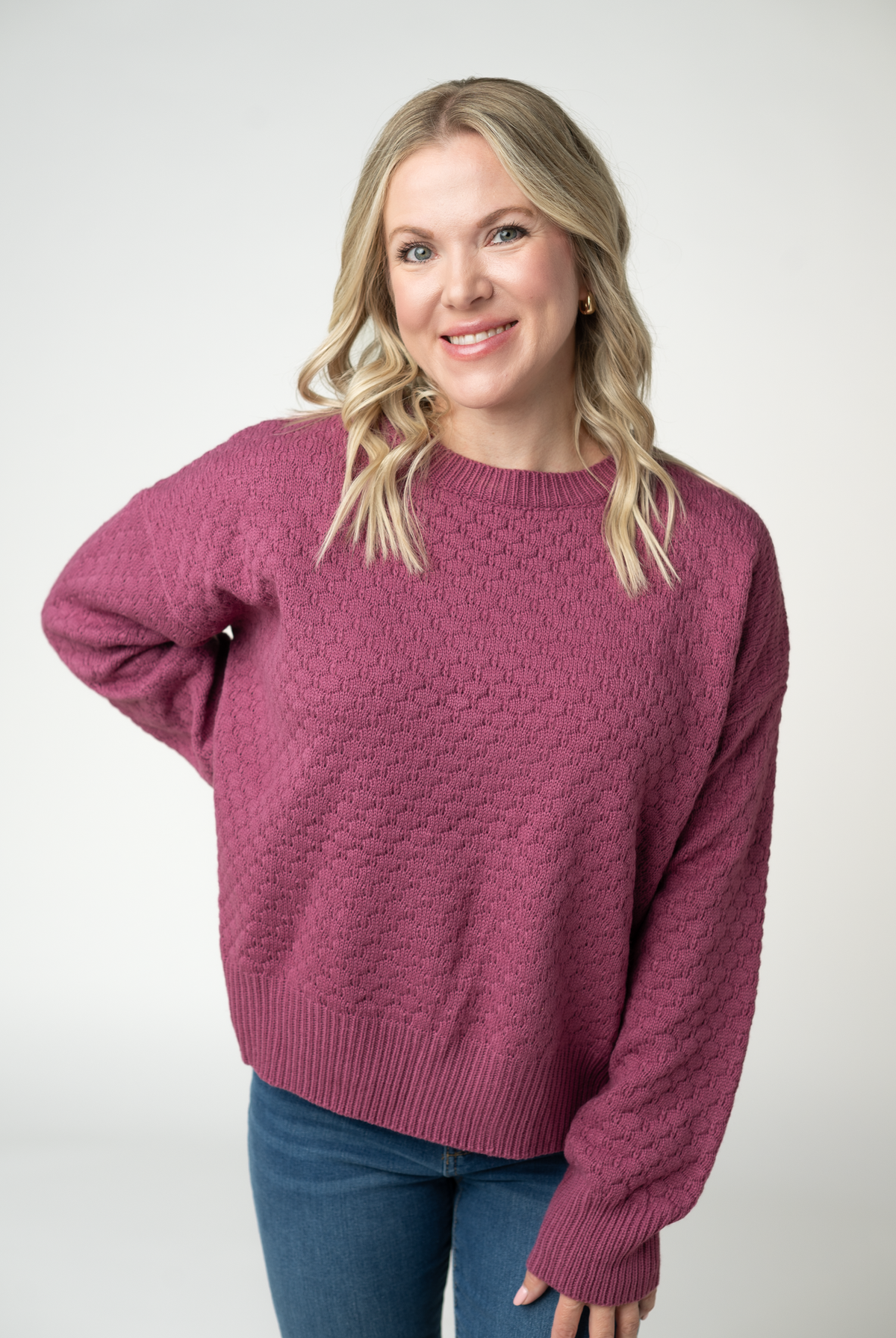 Gianna Pullover Sweater - Raspberry-Sweaters-Dear Me Southern Boutique, located in DeRidder, Louisiana