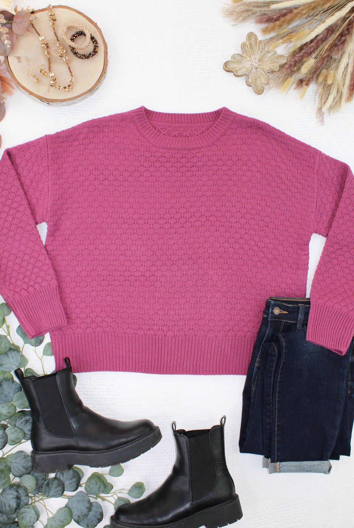 Gianna Pullover Sweater - Raspberry-Sweaters-Dear Me Southern Boutique, located in DeRidder, Louisiana