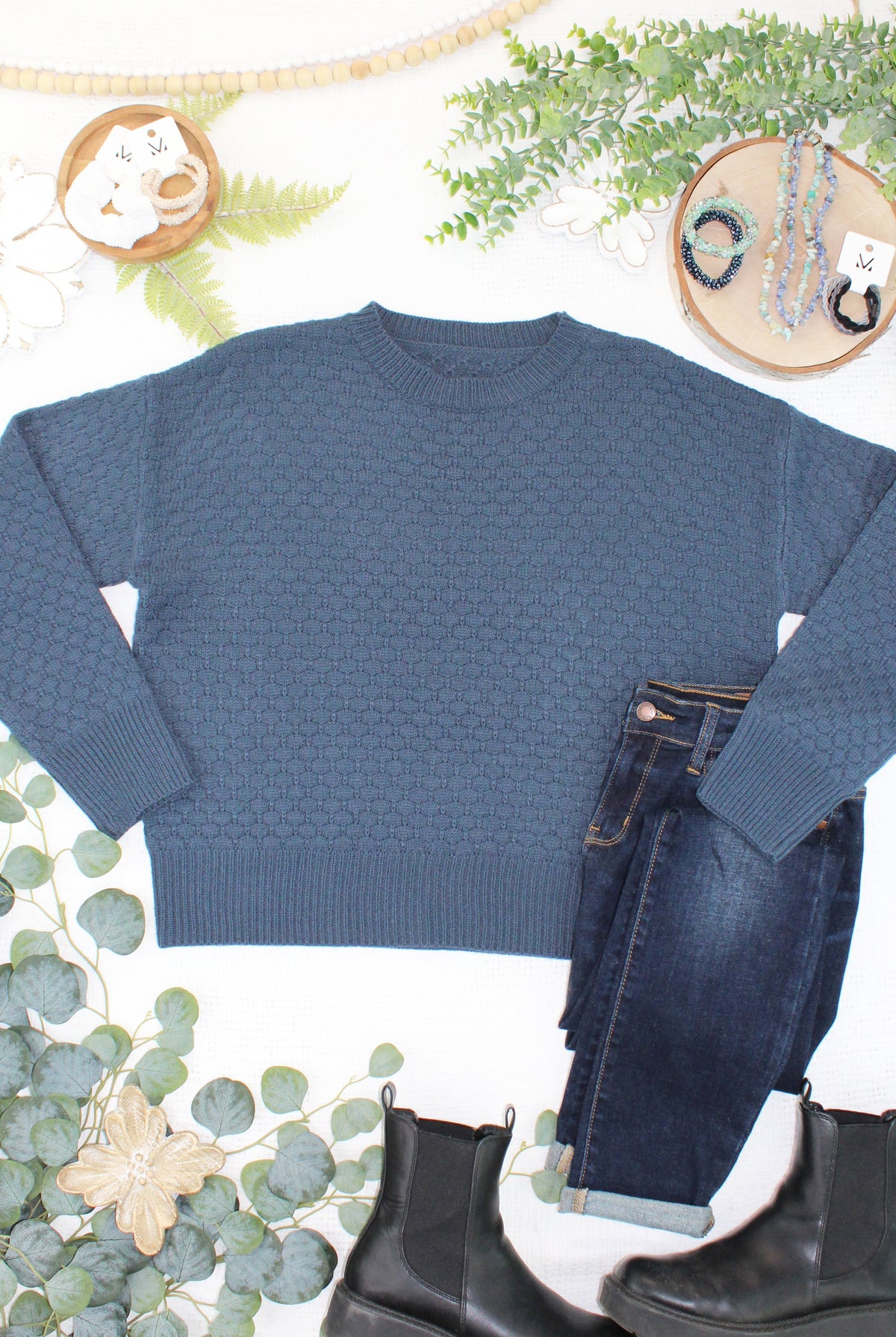 Gianna Pullover Sweater - Teal-Sweaters-Dear Me Southern Boutique, located in DeRidder, Louisiana