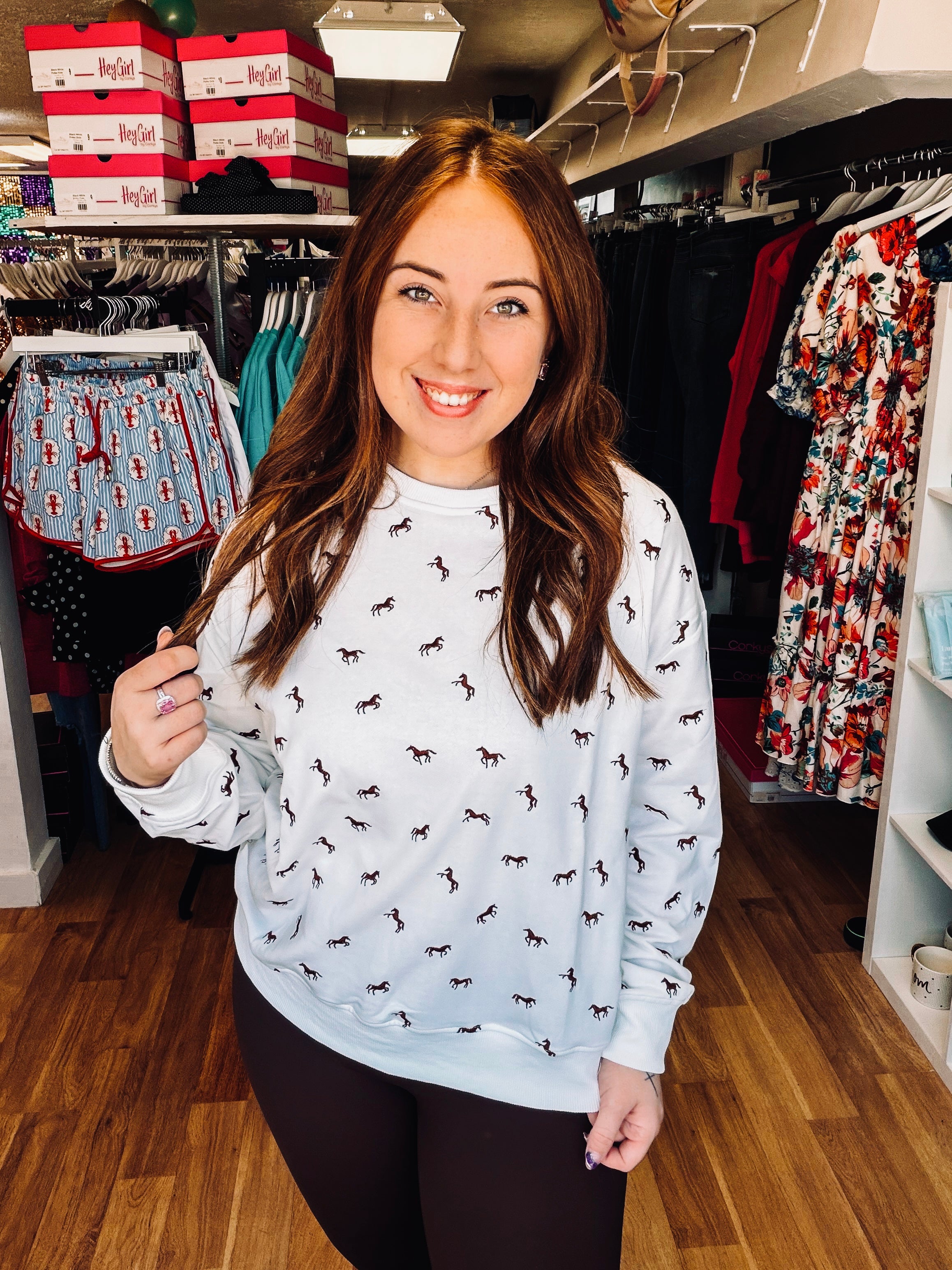 Giddy Up Terry Pullover-Blouses-Dear Me Southern Boutique, located in DeRidder, Louisiana