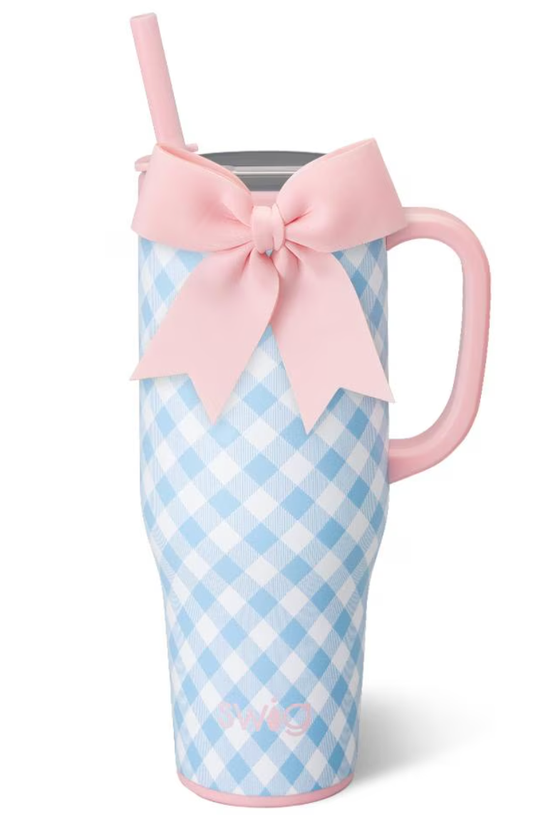 Gingham Swig Mega Mug Tumbler 40oz-Tumblers-Dear Me Southern Boutique, located in DeRidder, Louisiana