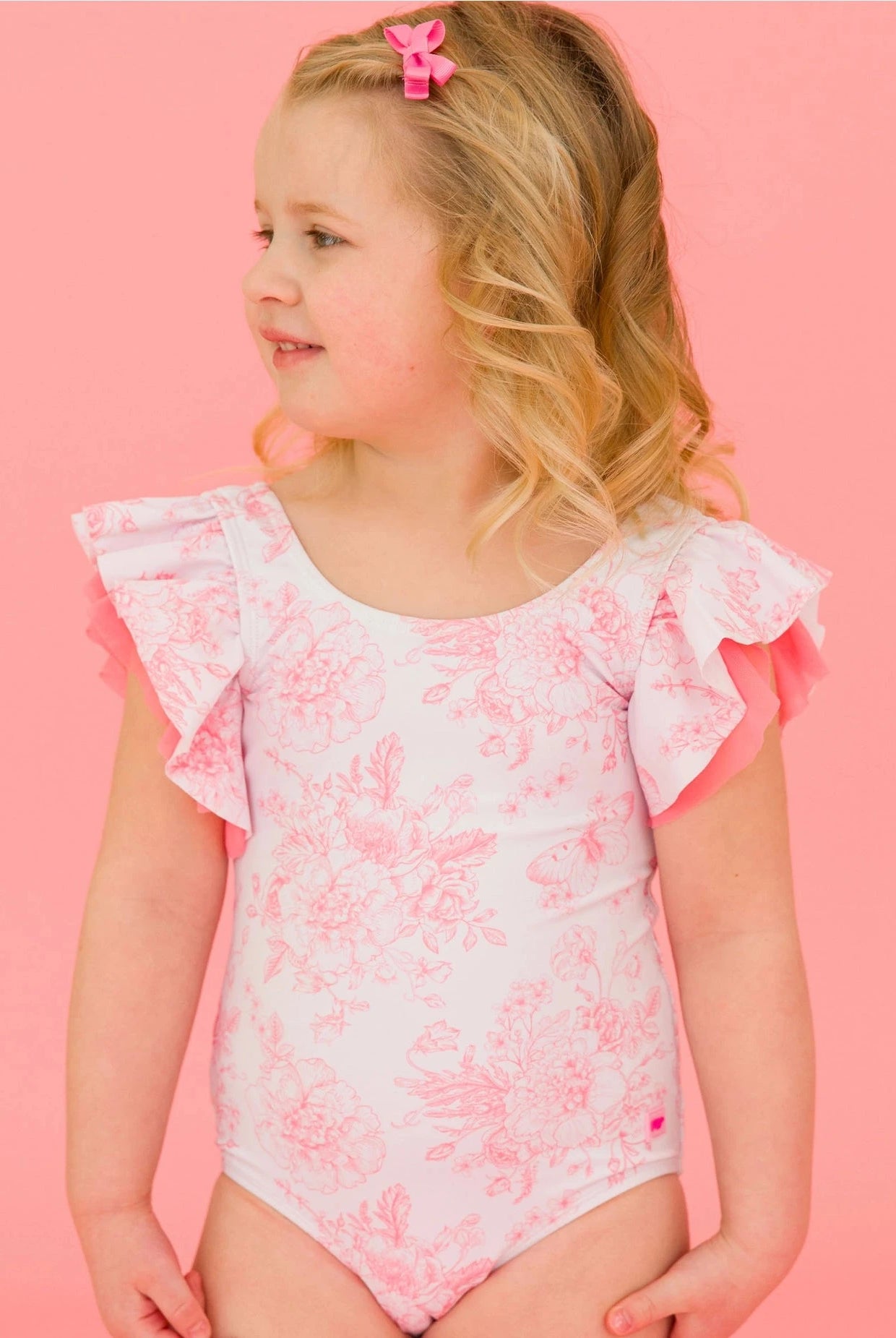 Girls Butterfly Garden 1-Piece Swim Suit-Swimsuits-Dear Me Southern Boutique, located in DeRidder, Louisiana