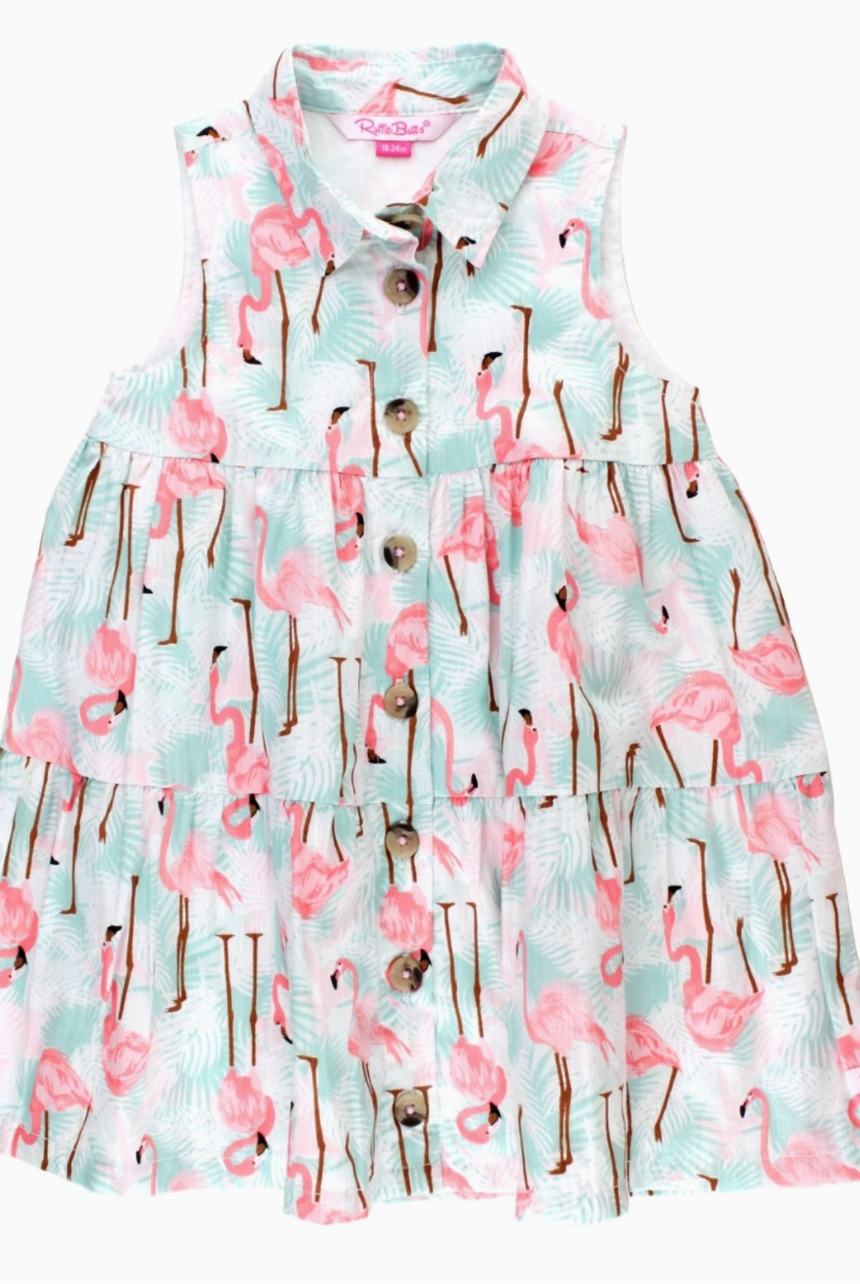Girls Flamingo Tiered Shirt Dress-JAG Dresses-Dear Me Southern Boutique, located in DeRidder, Louisiana